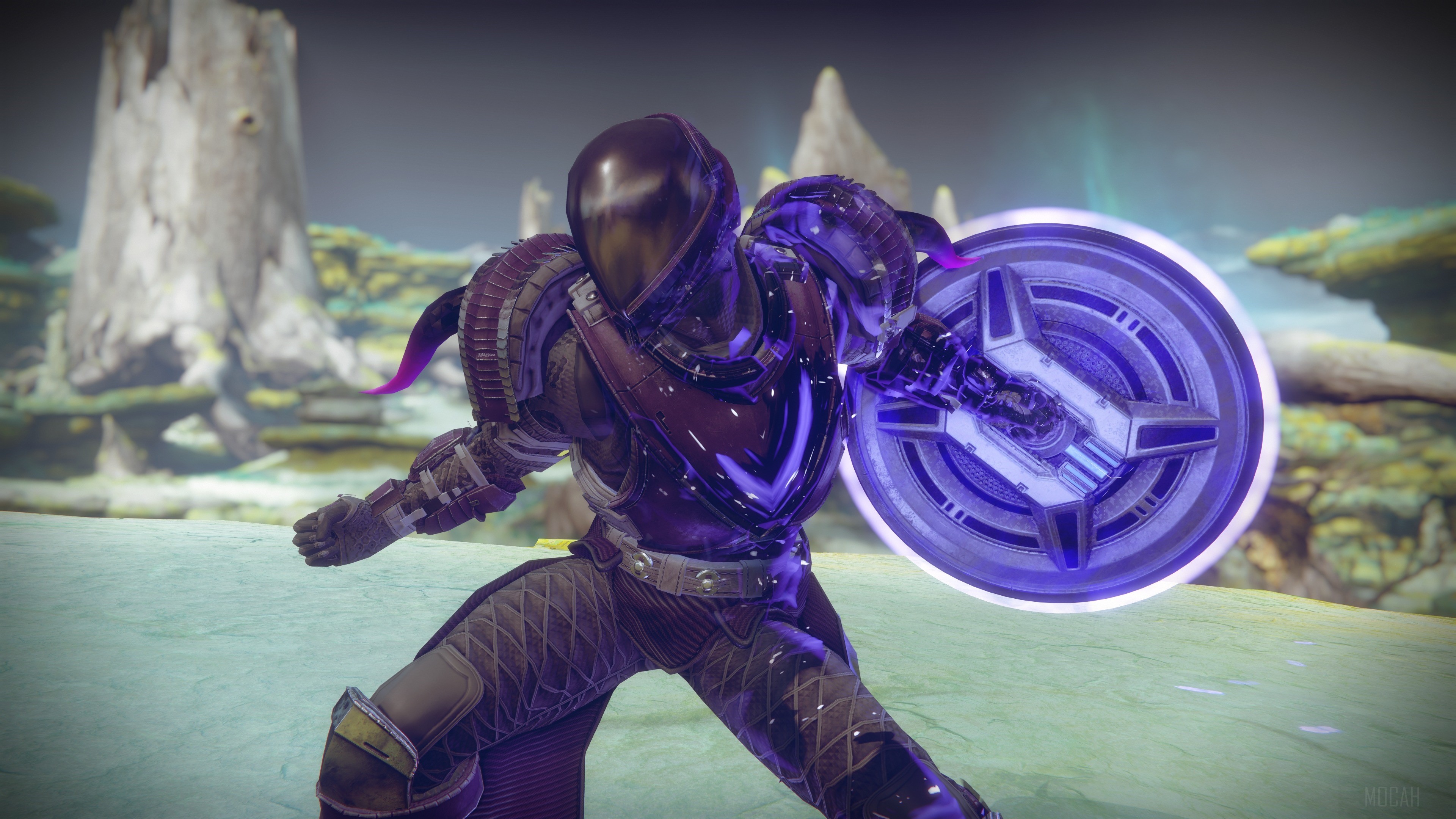Guardian with purple energy shield in Destiny 2 HD Wallpaper