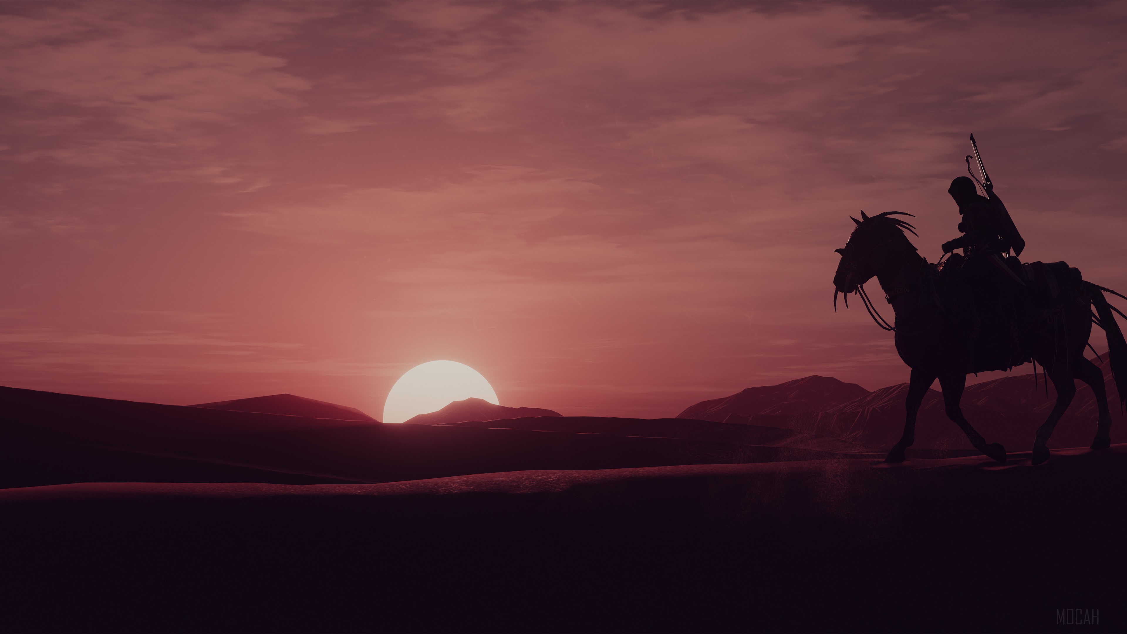 Assassin's Creed Origins desert sunset 4K HD Wallpaper