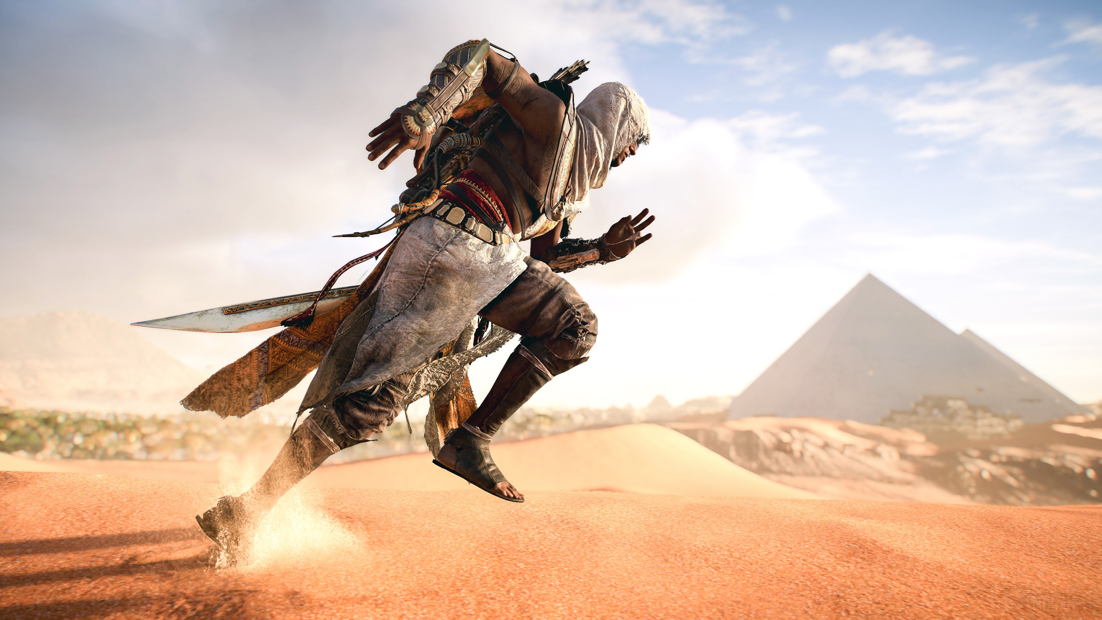 Bayek running in Assassin's Creed Origins 4K HD Wallpaper