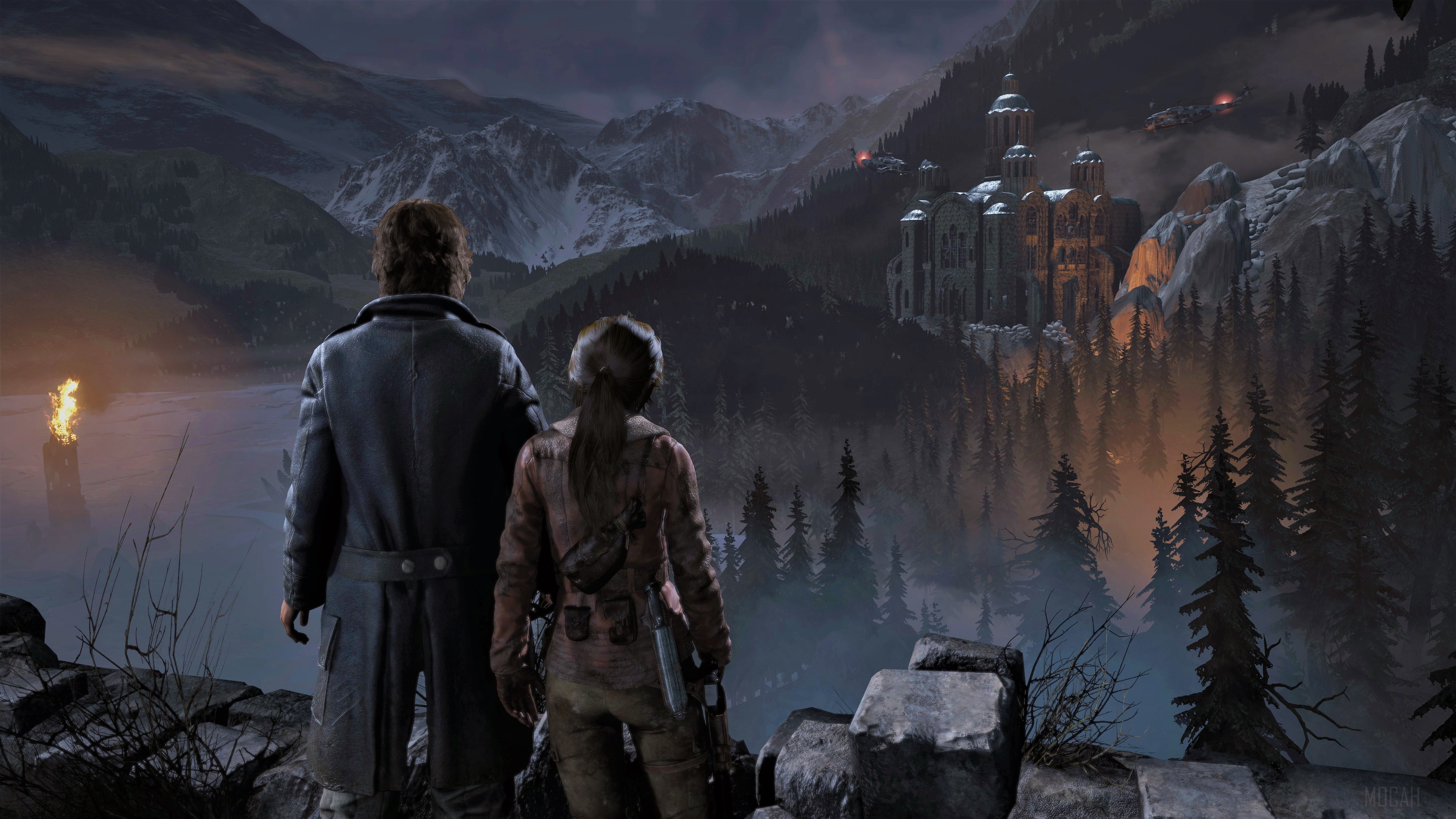 Lara Croft and companion in Rise of the Tomb Raider 4K HD Wallpaper