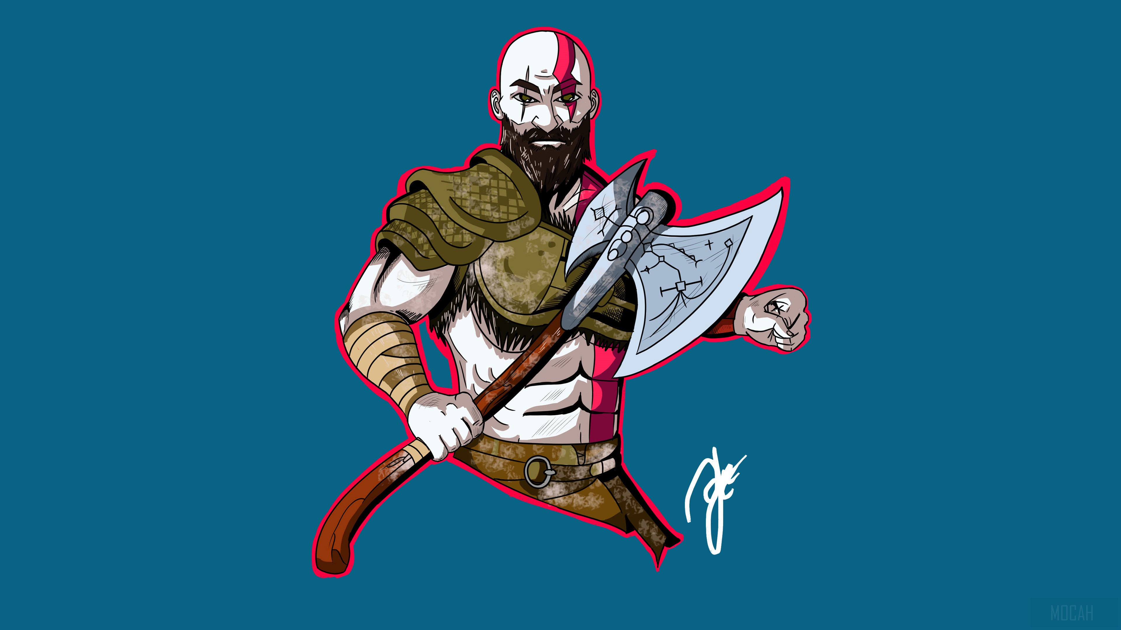 Kratos from God of War with Leviathan Axe 4K HD Wallpaper