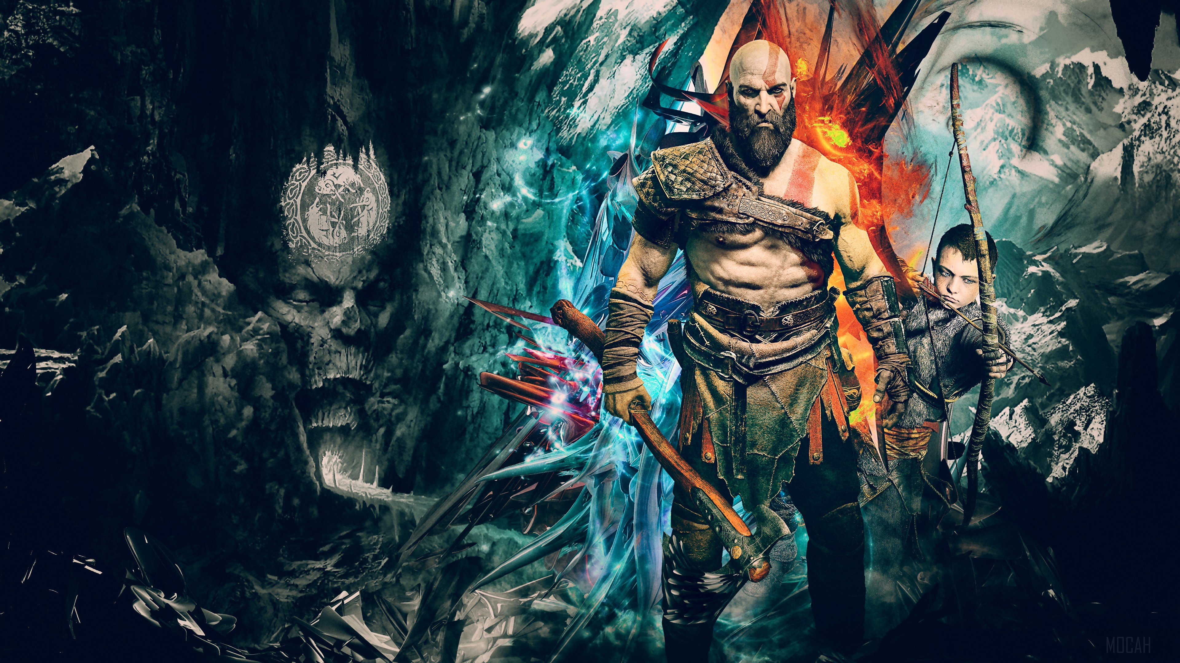 Kratos and Atreus from God of War 4K HD Wallpaper