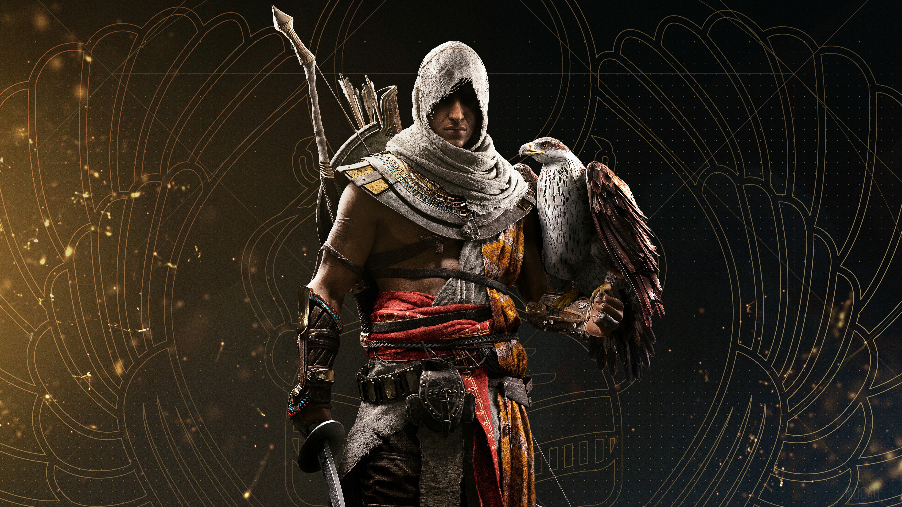 Bayek with Senu from Assassin's Creed Origins 4K HD Wallpaper