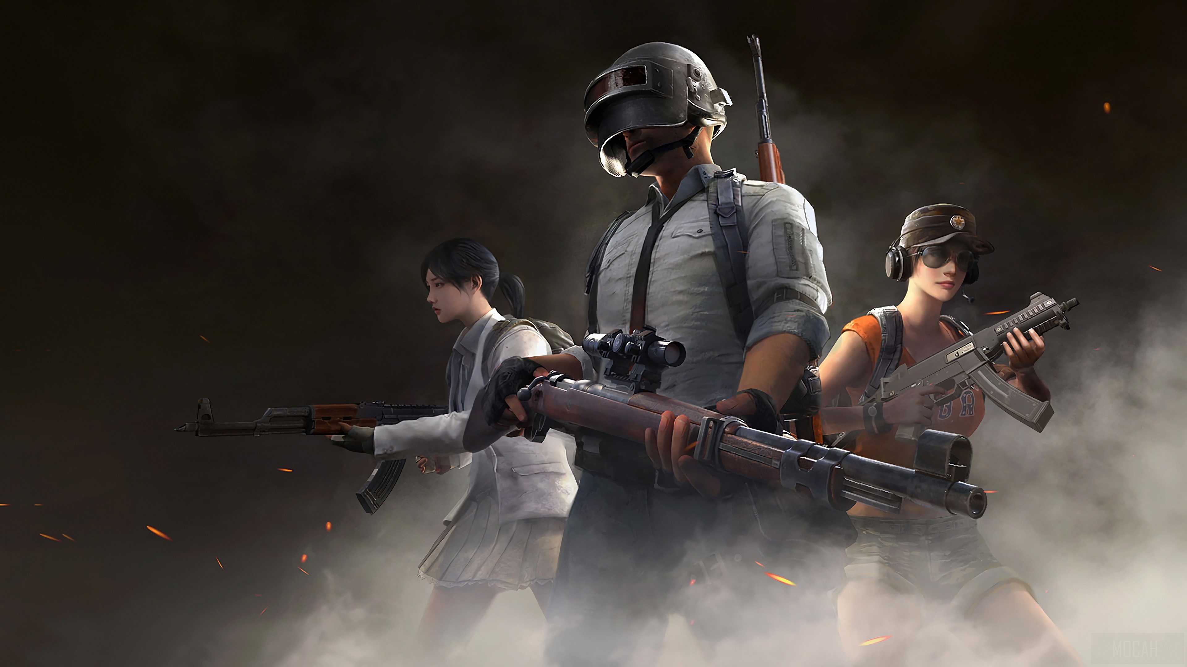 Playerunknowns Battlegrounds Characters with Weapons 4K HD Wallpaper