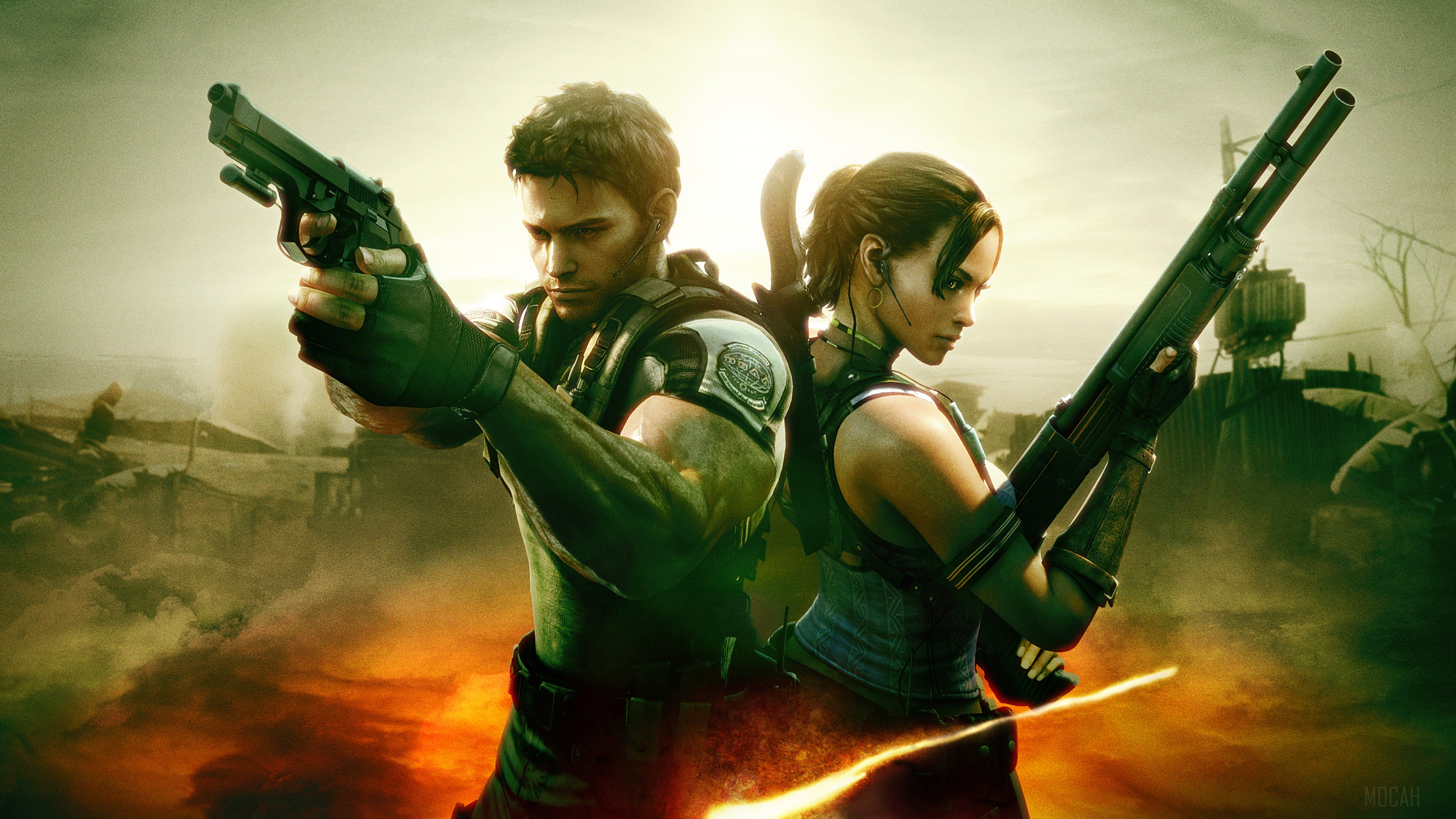 Chris and Sheva from Resident Evil 5 4K HD Wallpaper