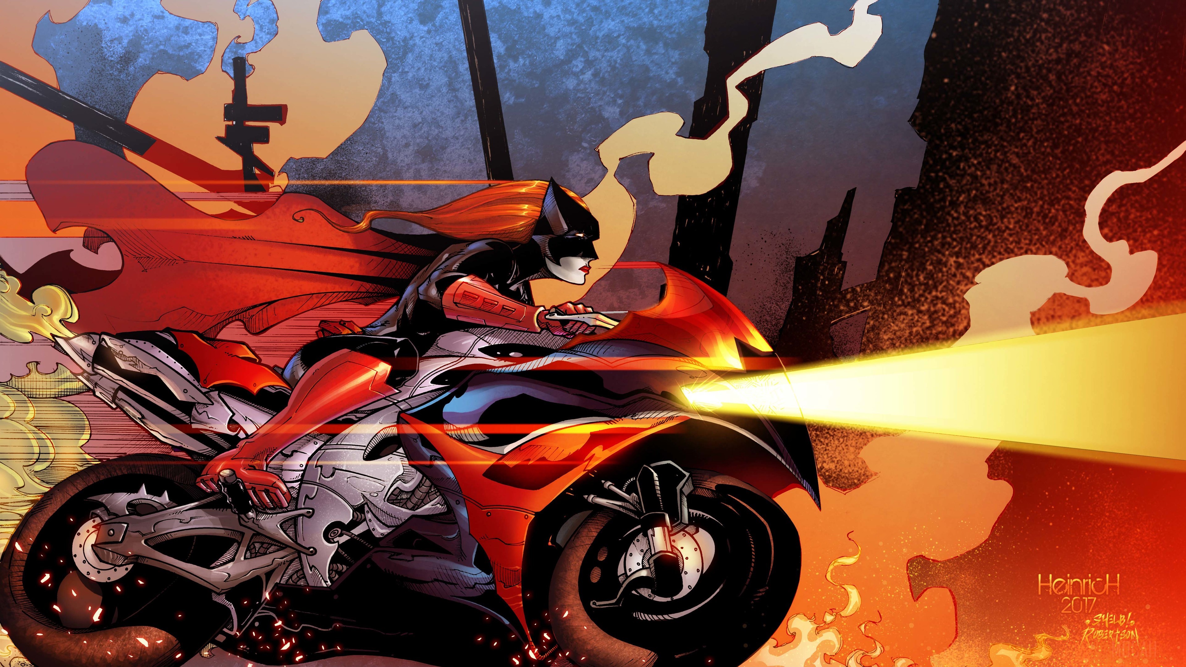 Batwoman on a motorcycle 4K HD Wallpaper