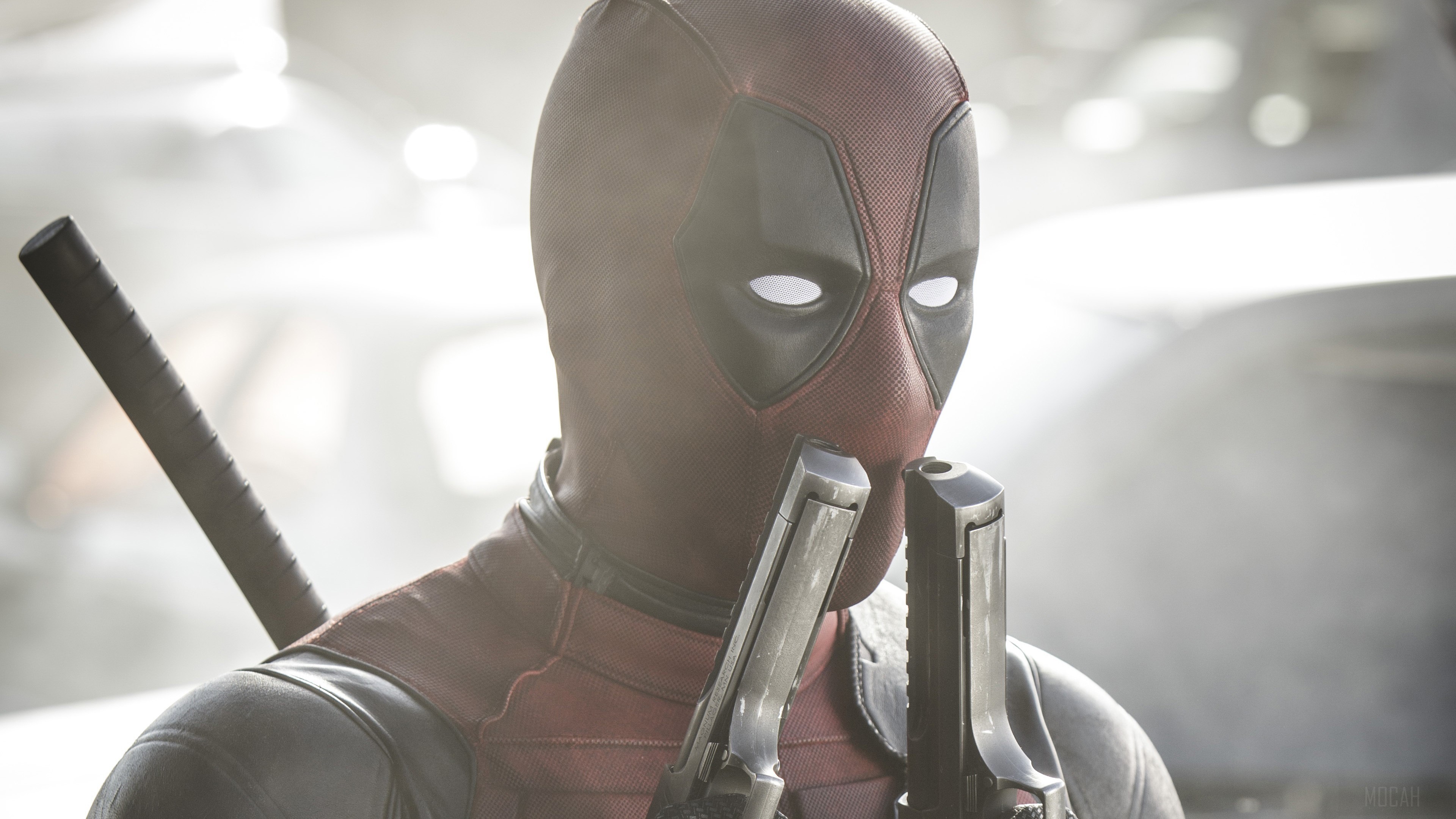 Deadpool with guns and sword 4K HD Wallpaper
