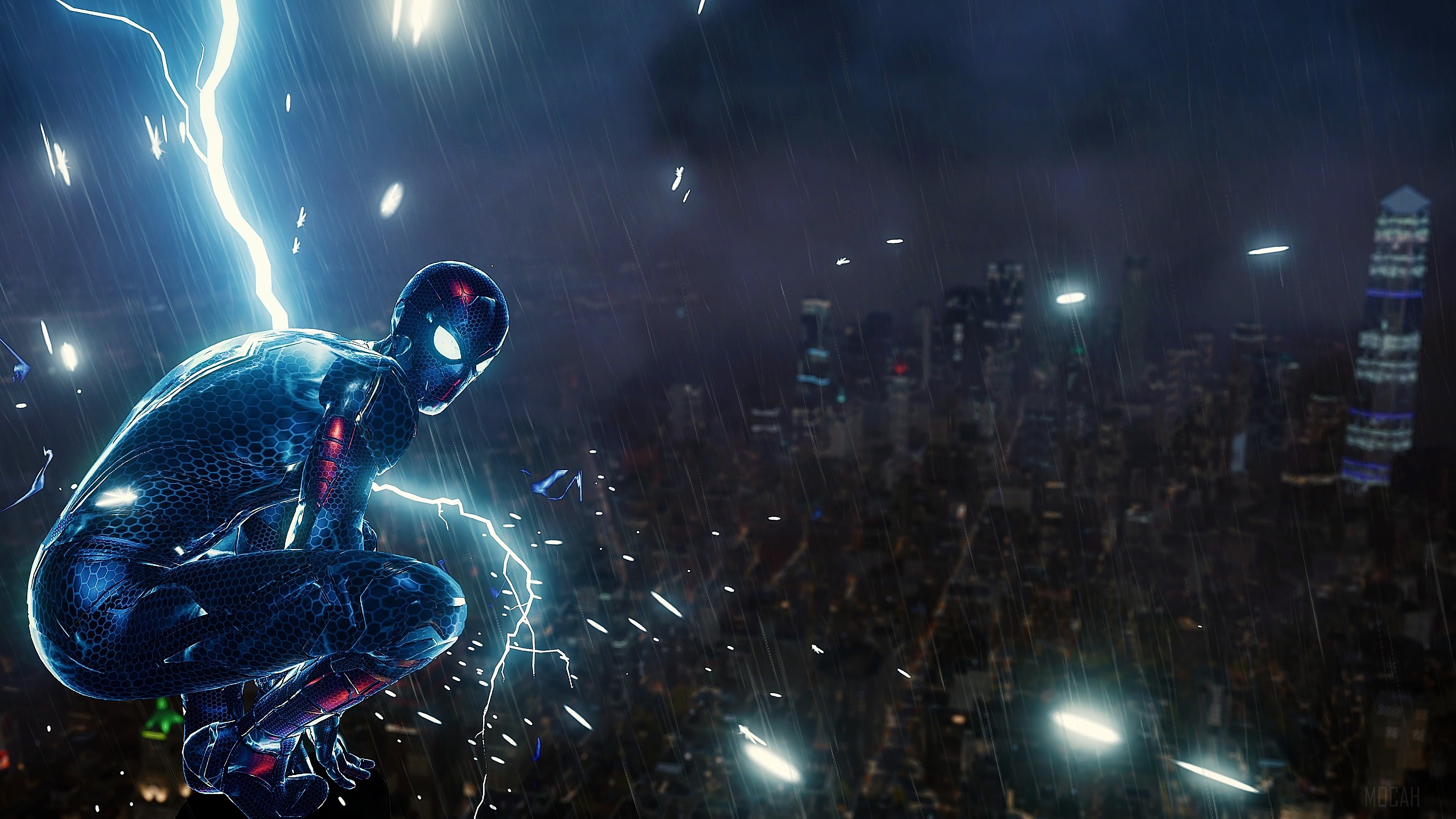 Spider-Man in Lightning Storm 4K HD Wallpaper