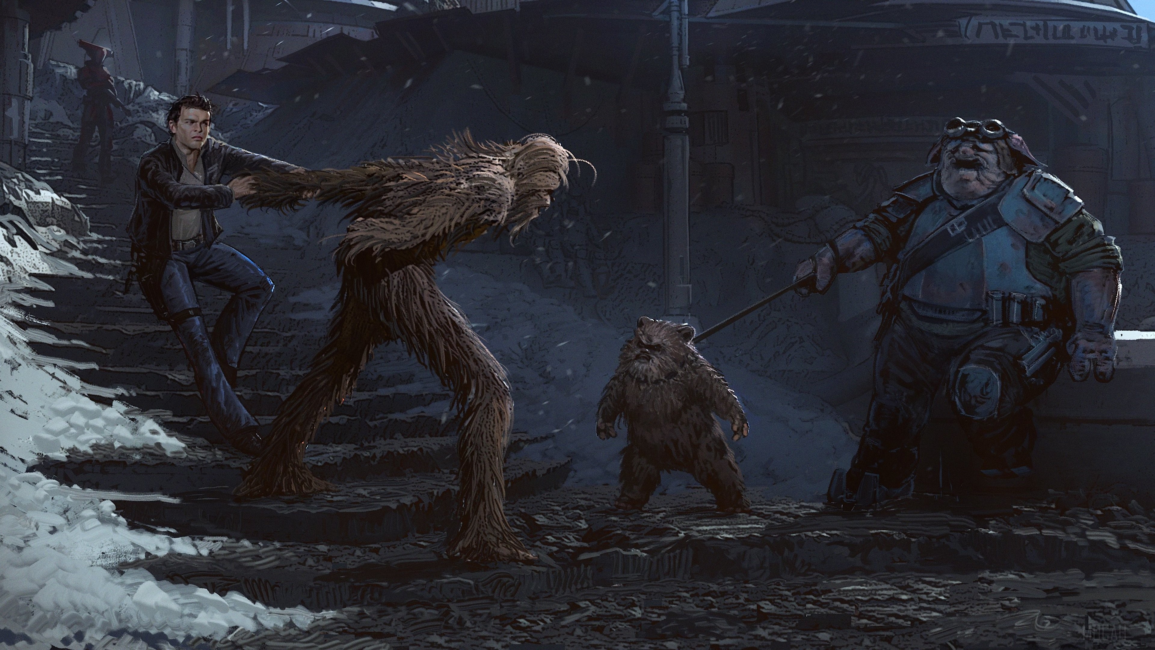 Han Solo and Chewbacca in Solo: A Star Wars Story Artwork 4K HD Wallpaper