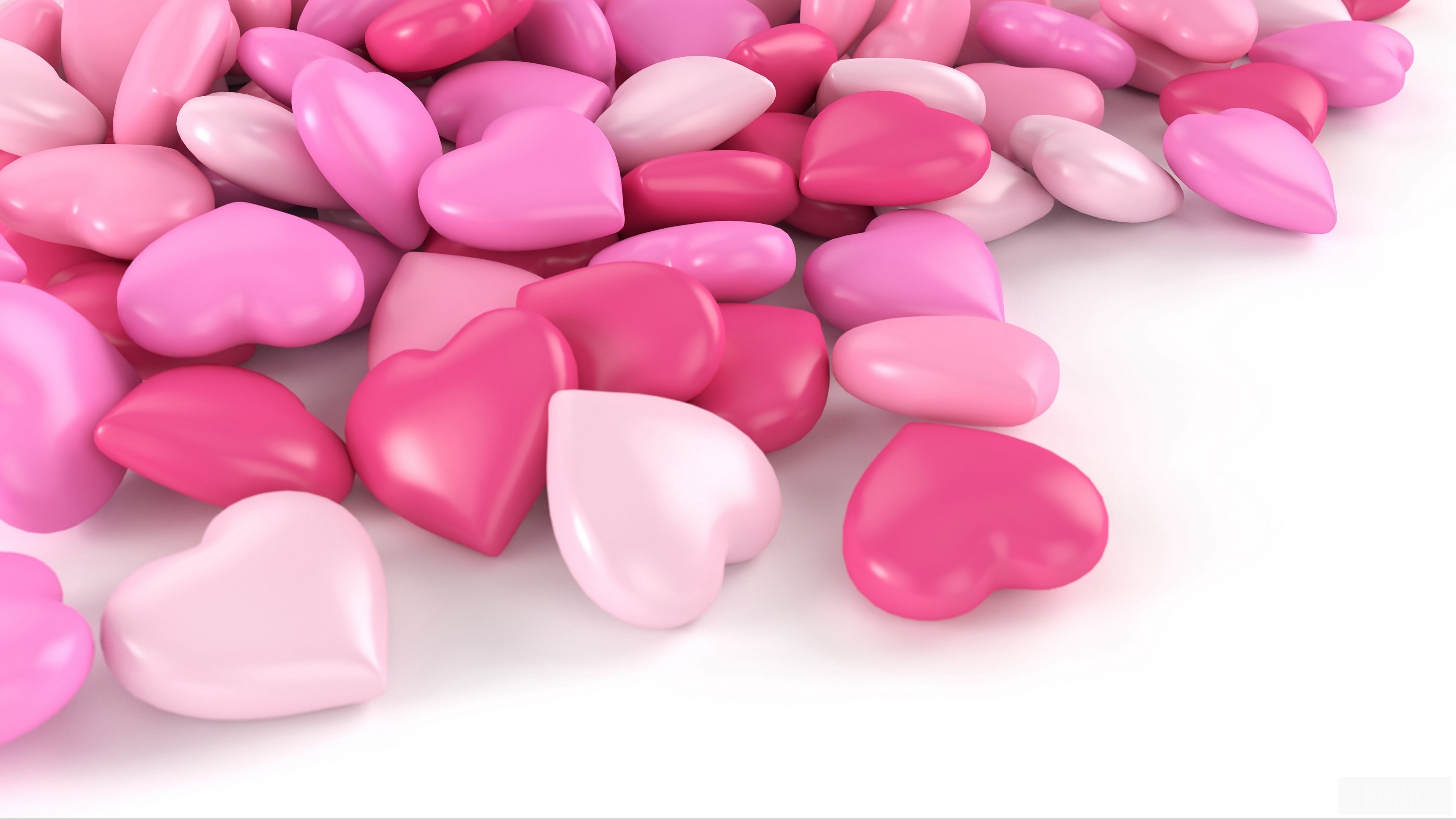 Pile of pink heart shapes 4K HD Wallpaper