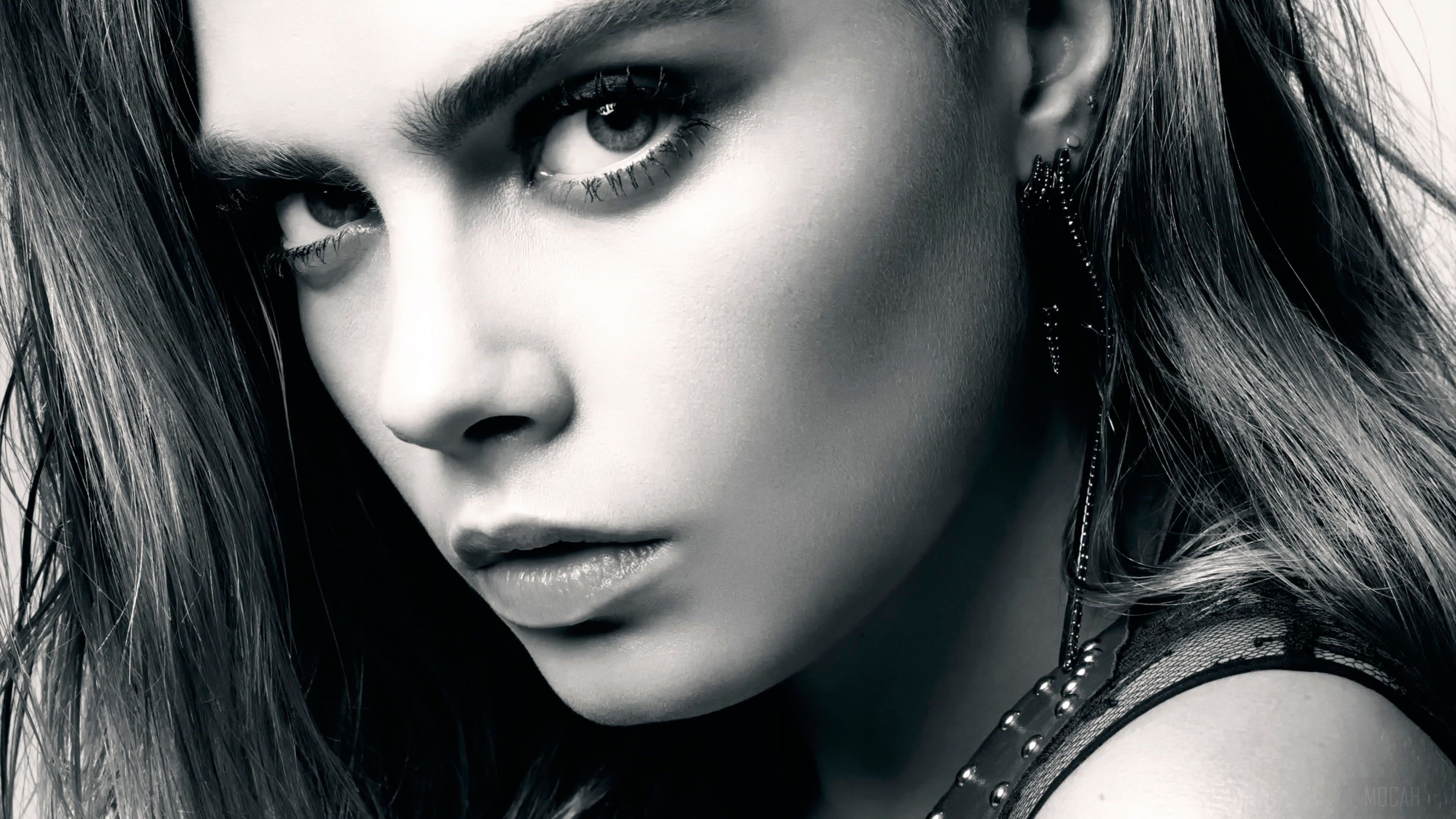 Cara Delevingne Monochrome Portrait 4K HD Wallpaper