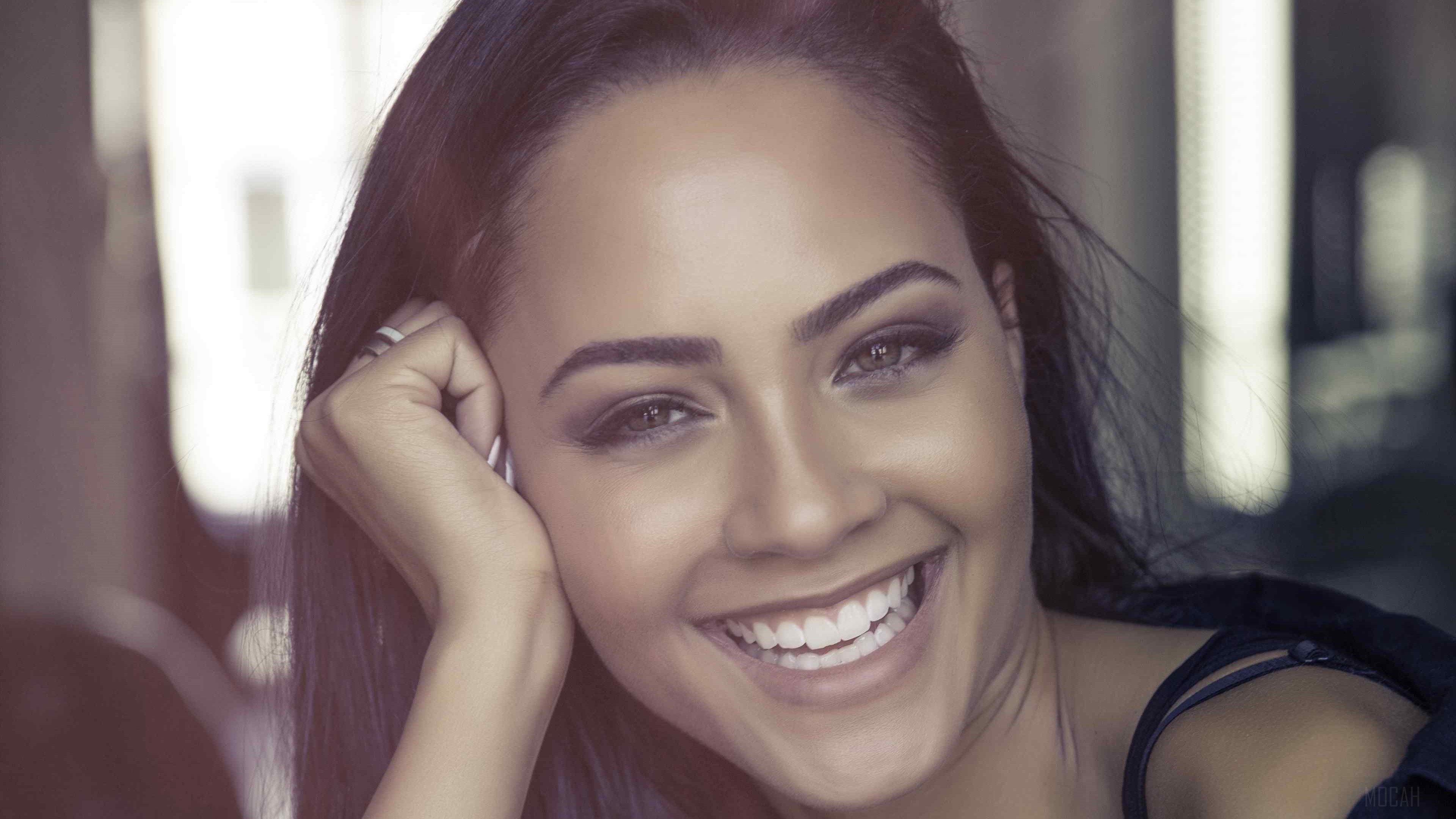 Tristin Mays smiling 4K HD Wallpaper
