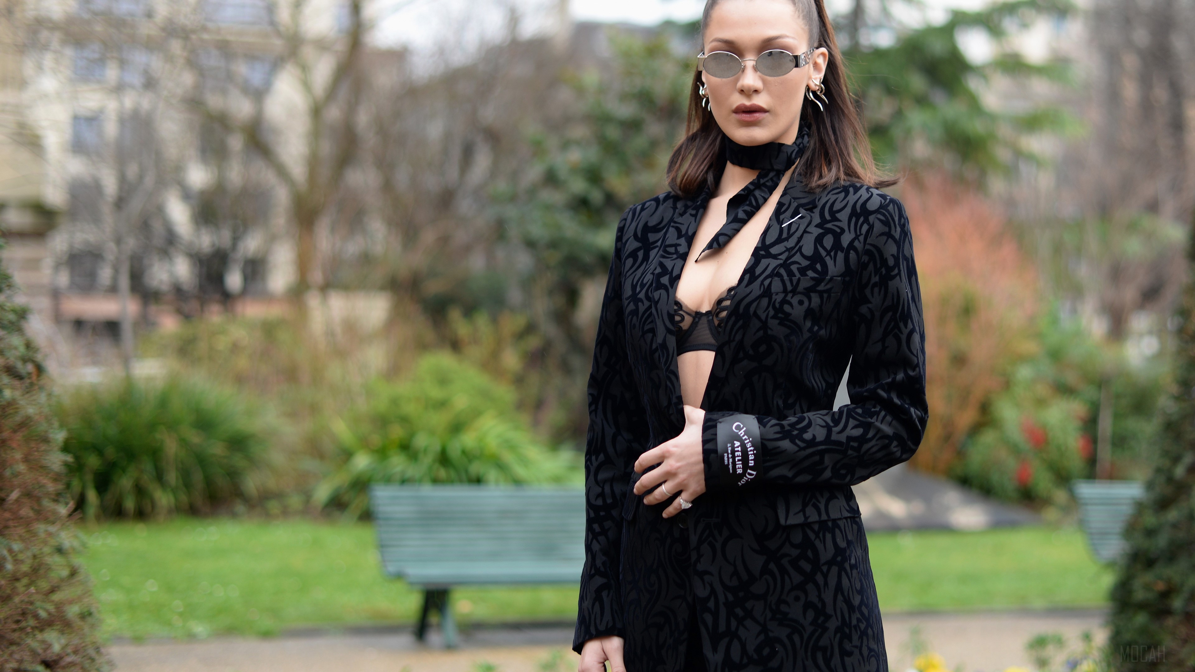 Bella Hadid in Black Dior Blazer HD Wallpaper