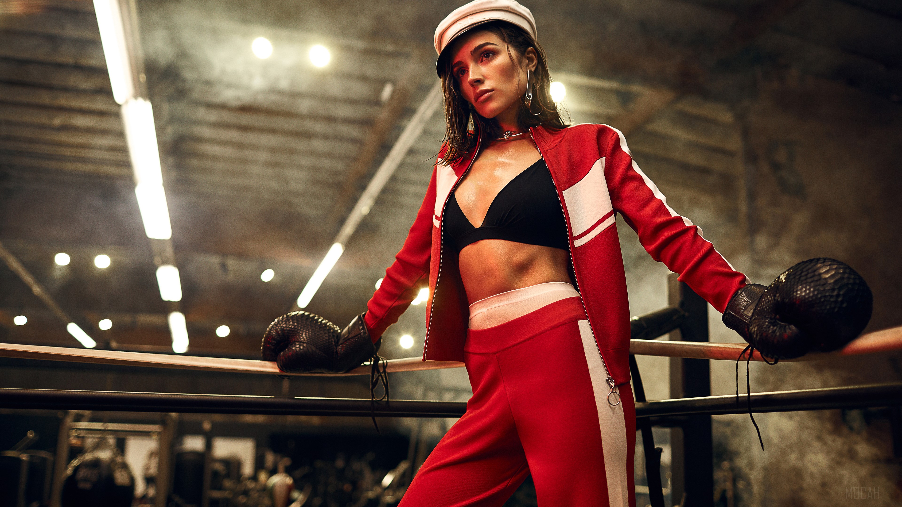 Olivia Culpo in a boxing ring 4K HD Wallpaper