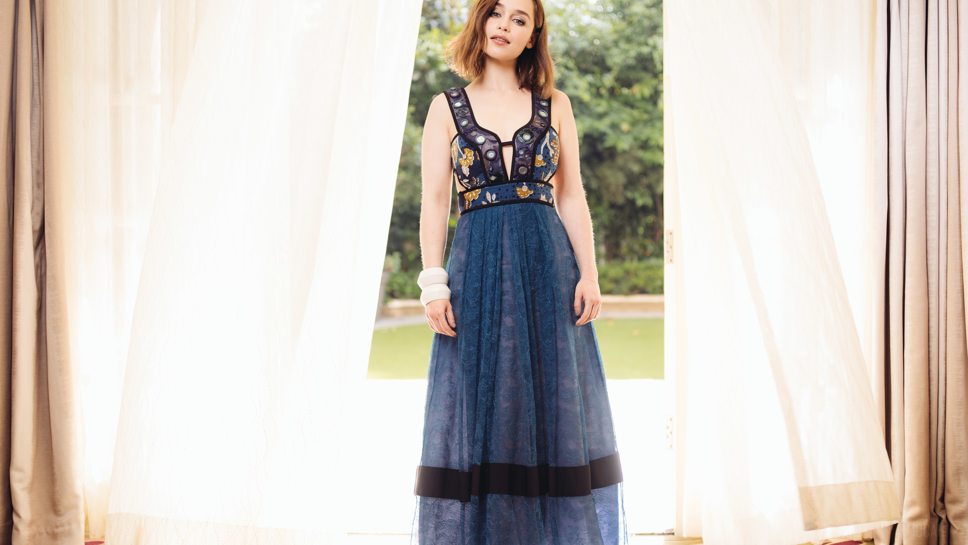 Emilia Clarke in Blue Dress 2019 4K HD Wallpaper
