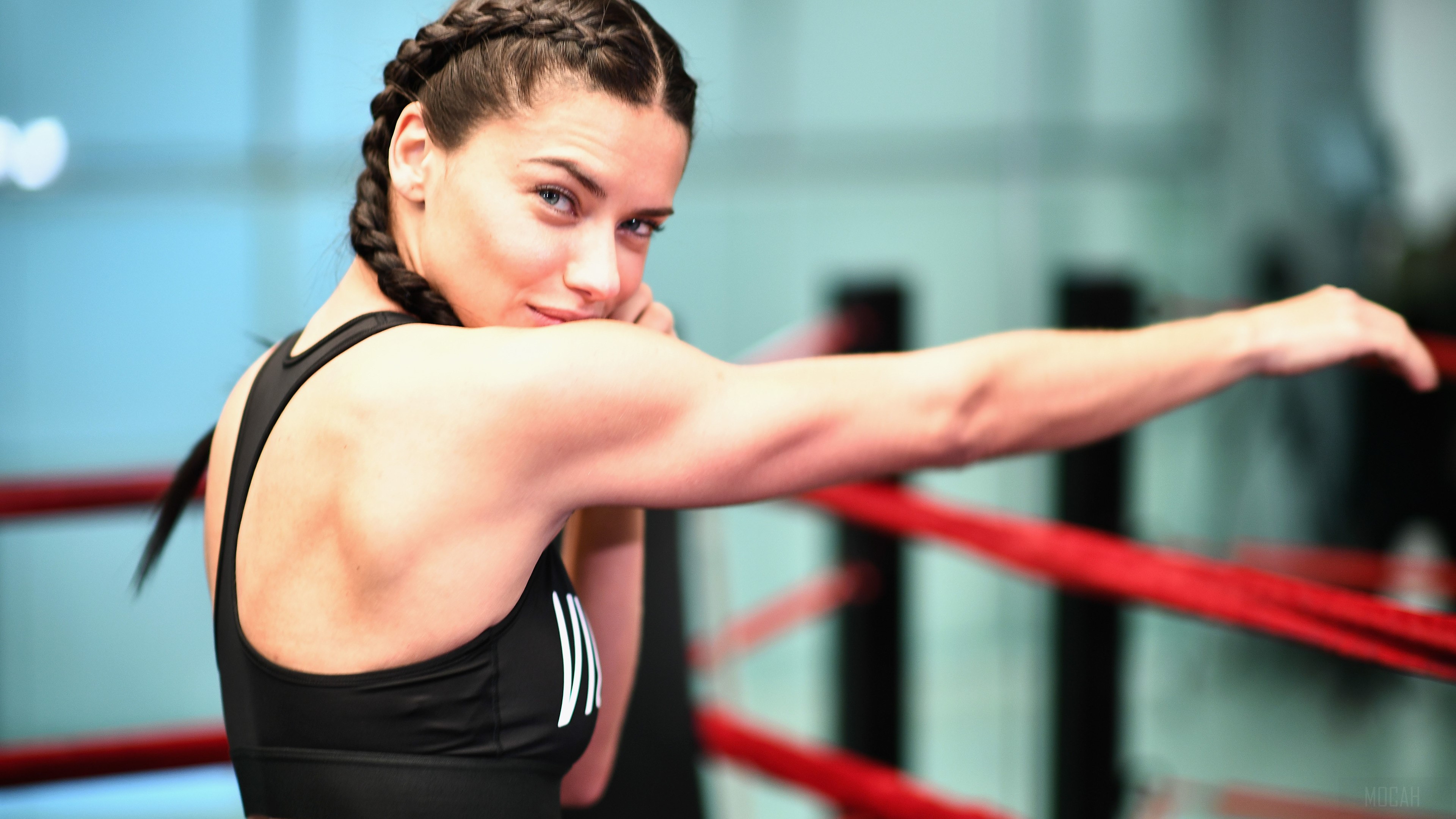 Adriana Lima boxing in a ring HD Wallpaper
