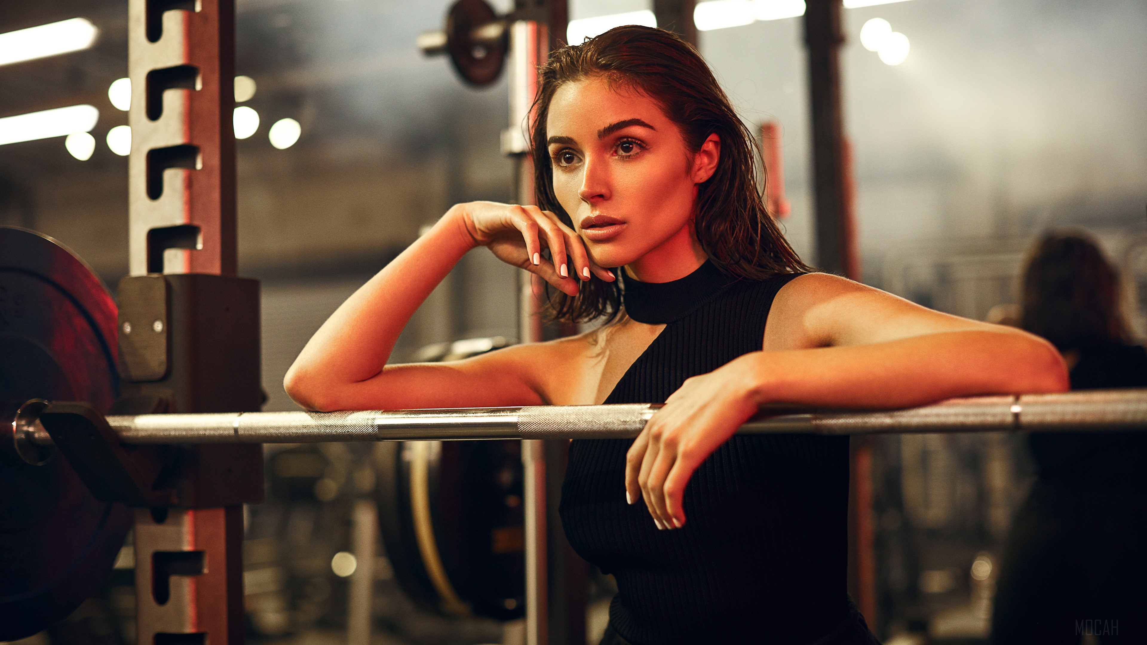 Olivia Culpo in a gym setting HD Wallpaper