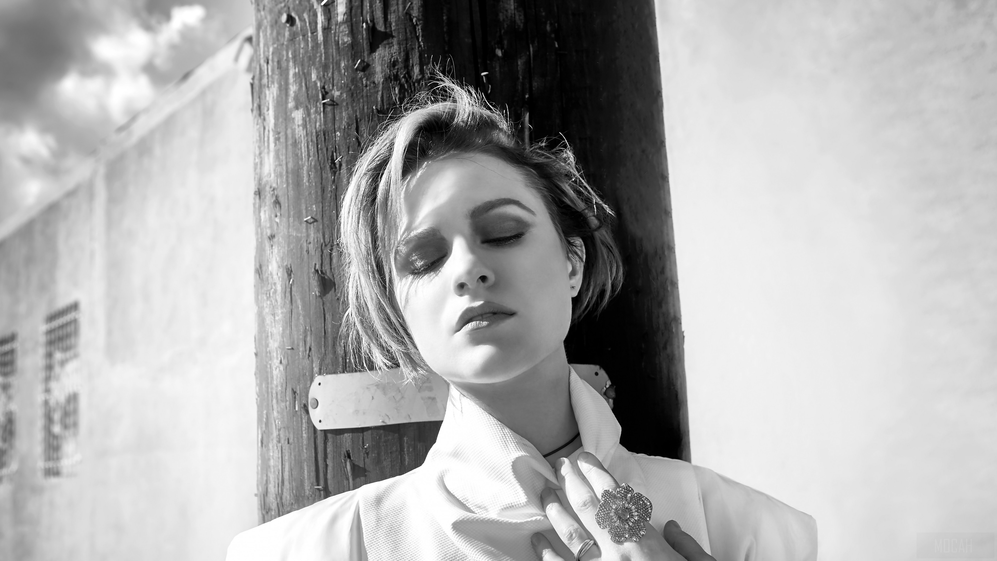 Evan Rachel Wood Monochrome HD Wallpaper
