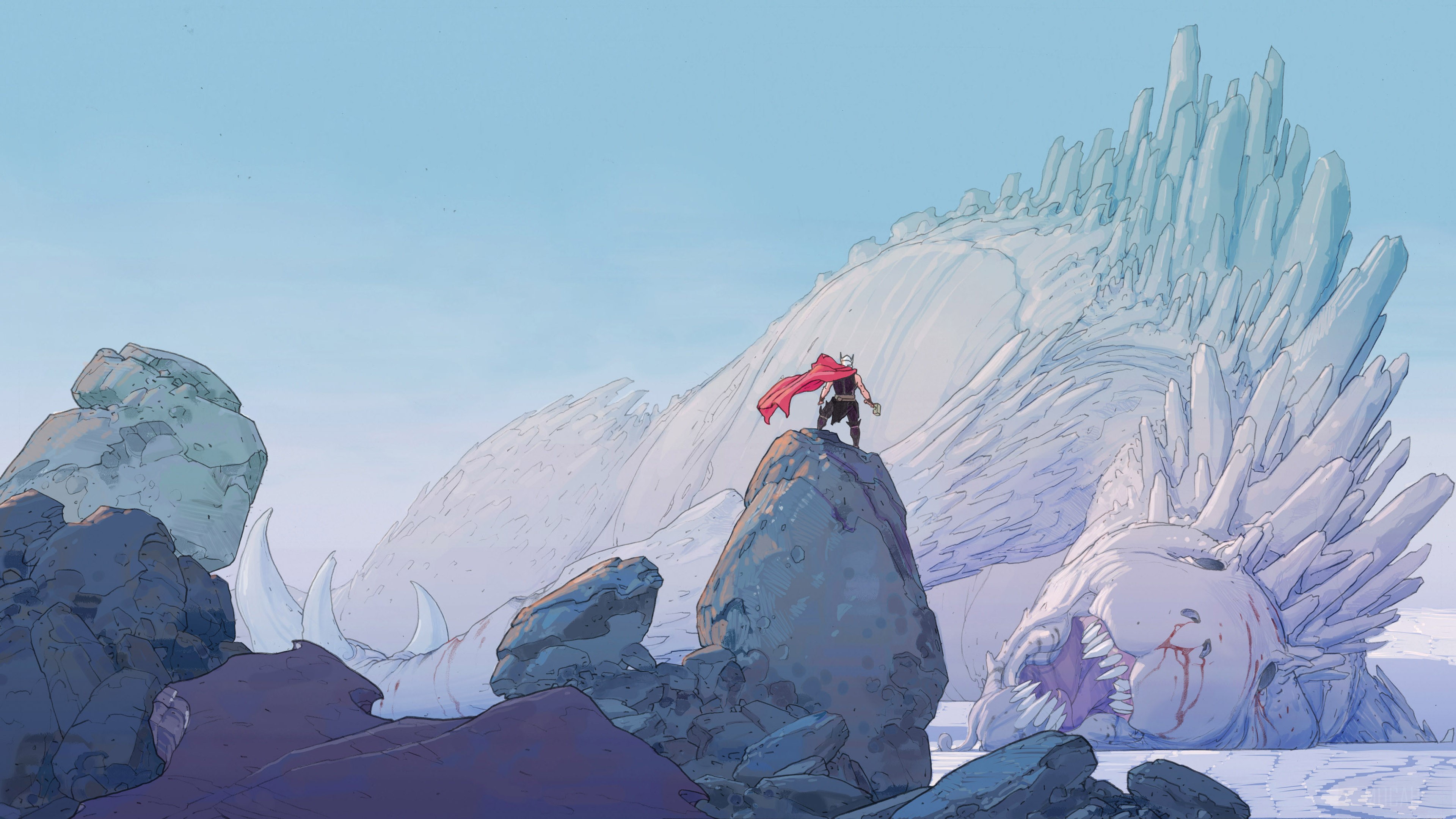 Thor from Marvel Comic Artwork 4K HD Wallpaper