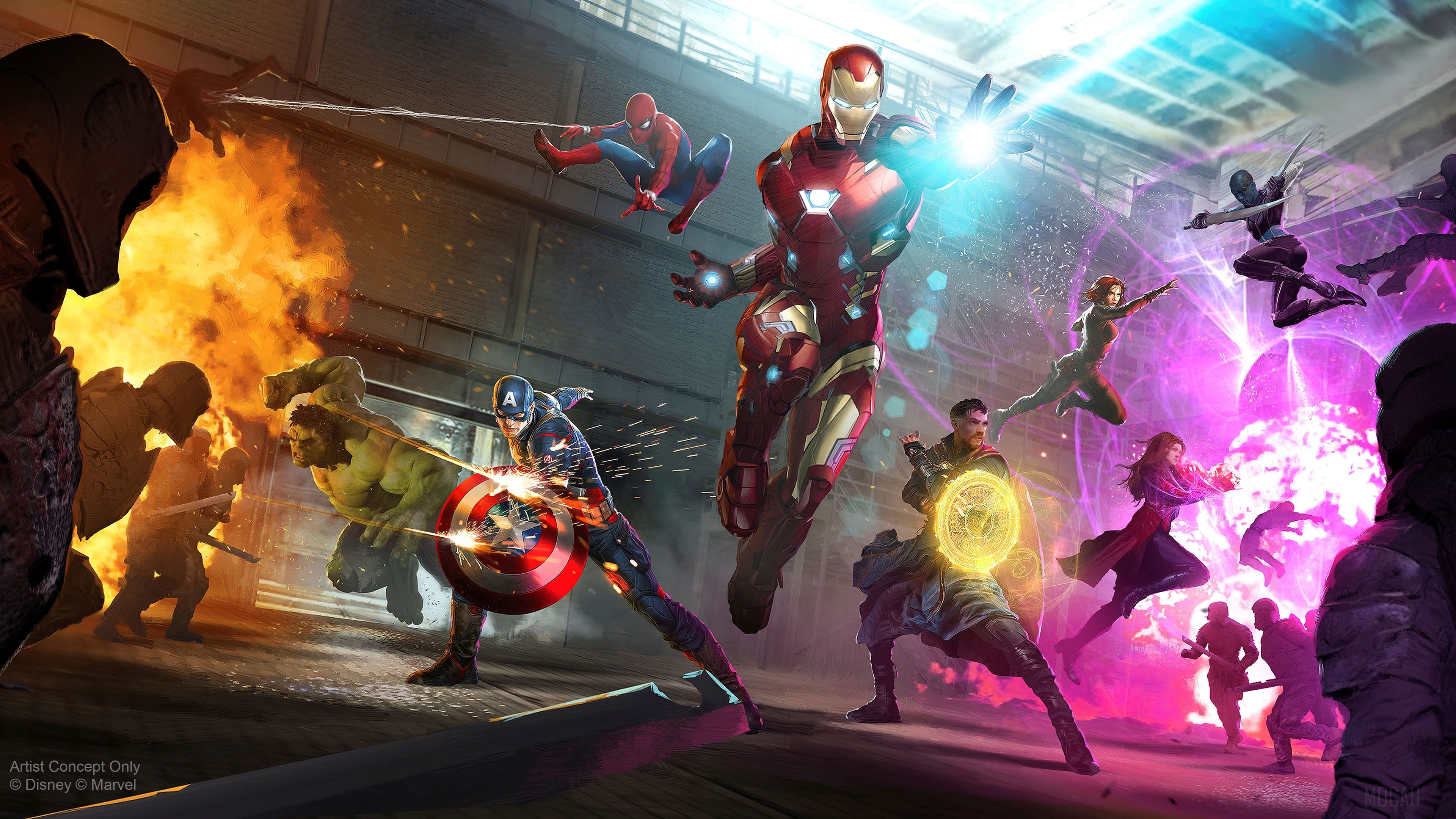 Avengers from Marvel fighting enemies HD Wallpaper
