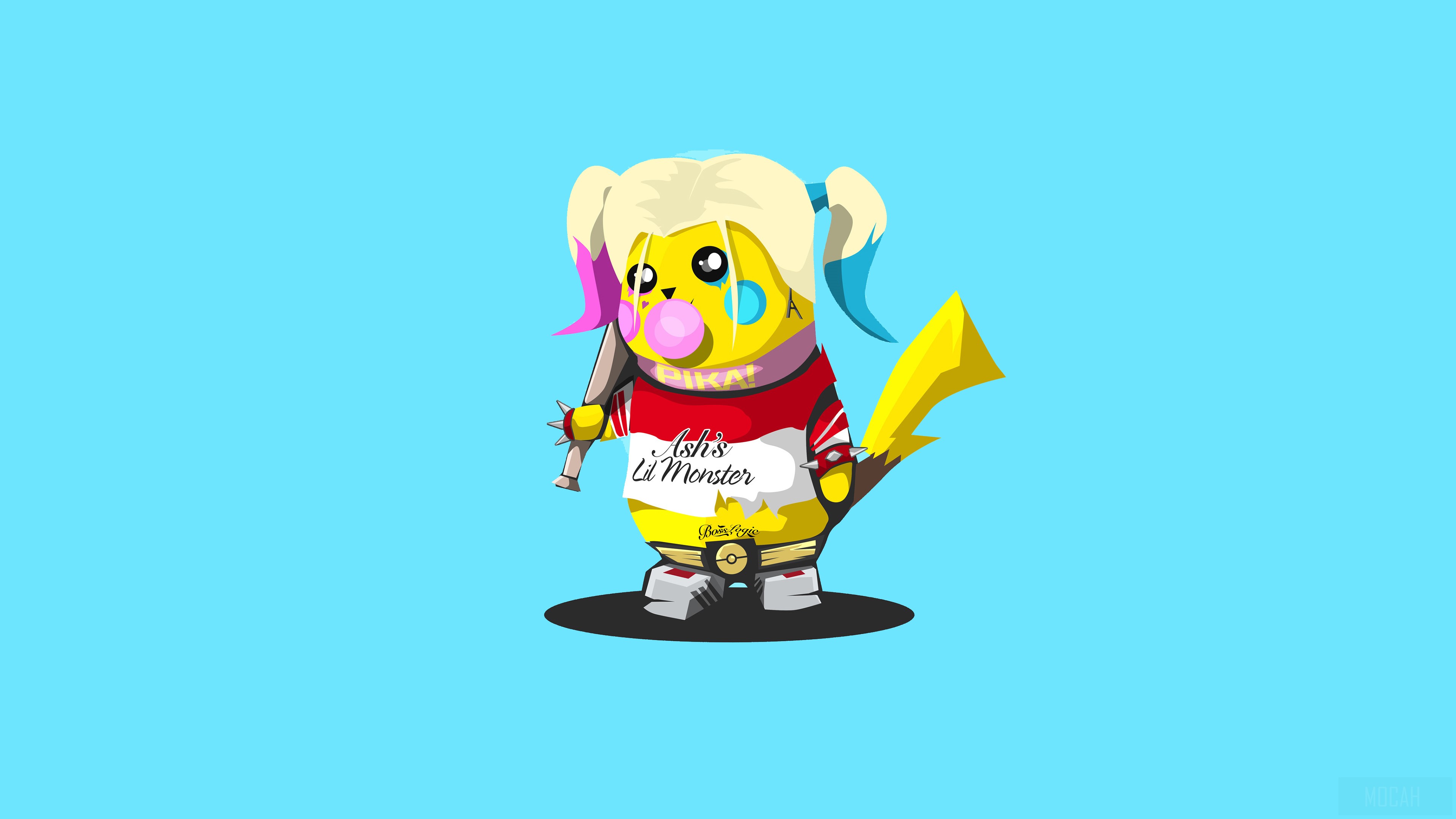 Pikachu as Harley Quinn PokeFusion 4K HD Wallpaper