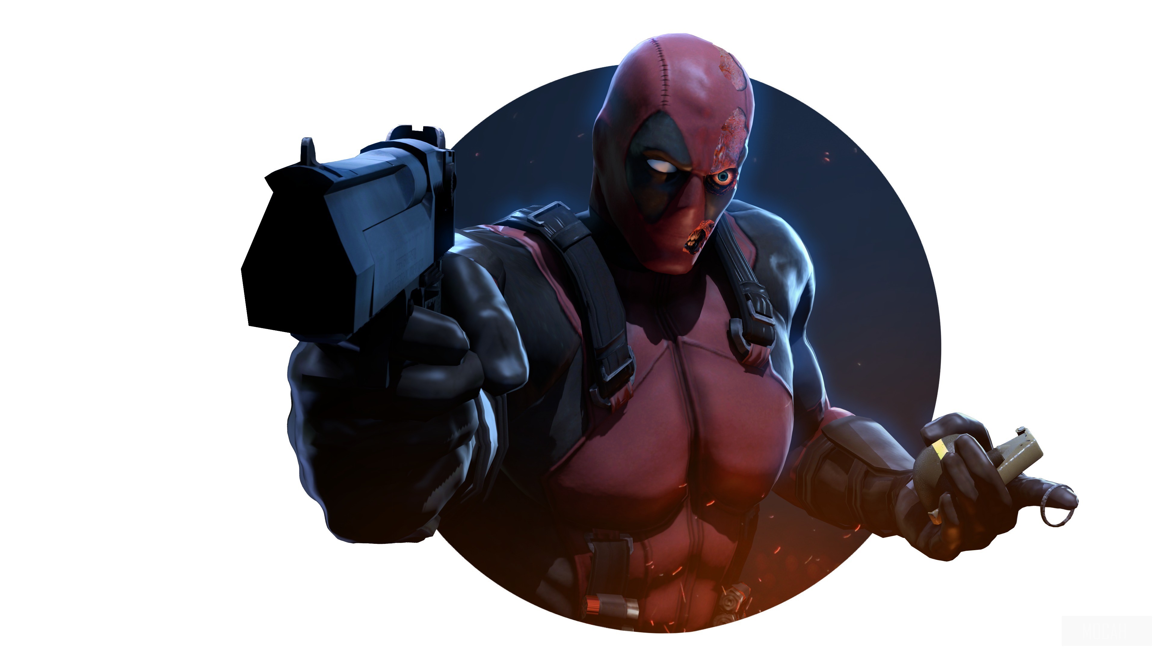 Deadpool holding a gun HD Wallpaper