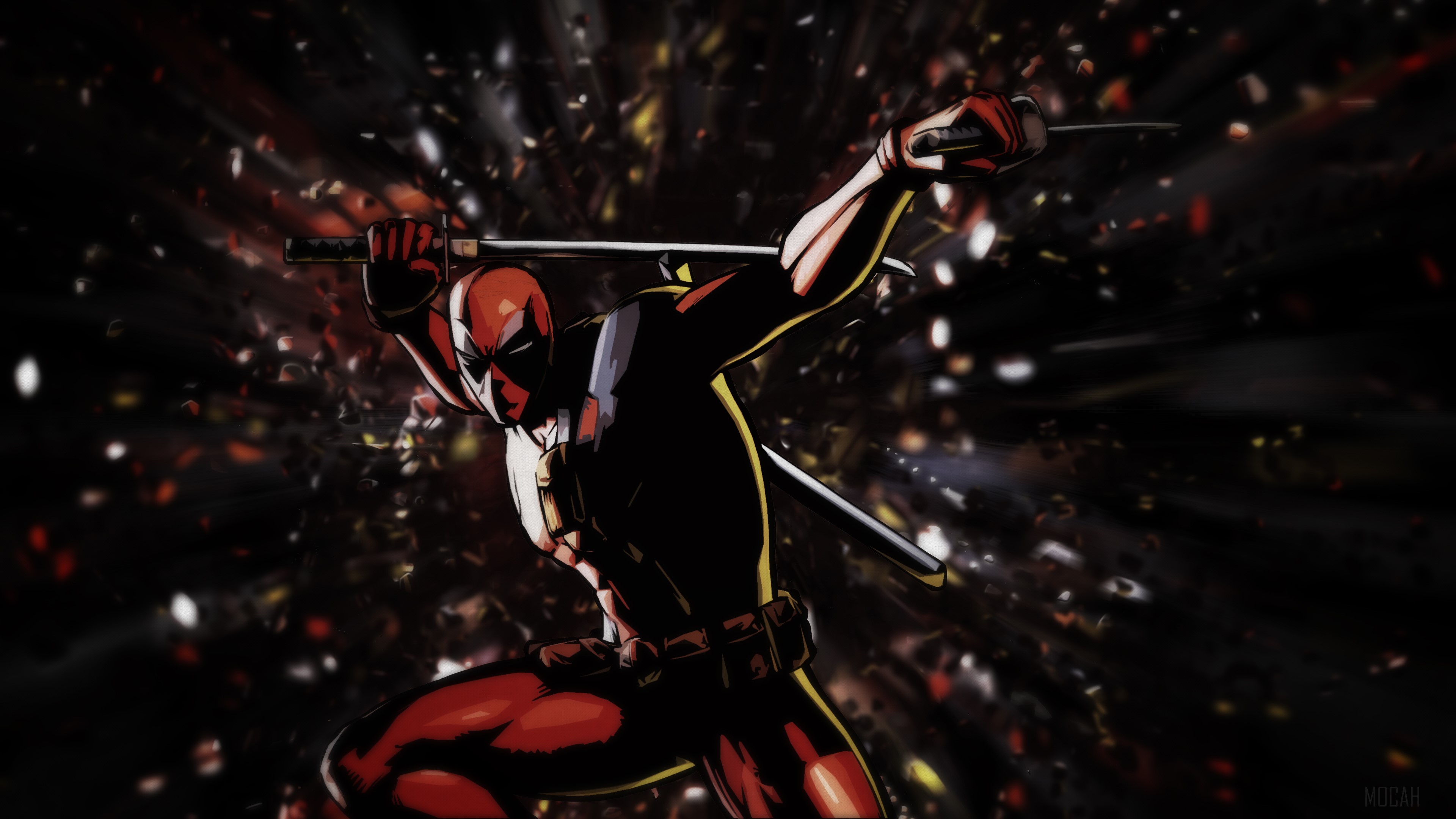 Deadpool with Katanas 4K HD Wallpaper