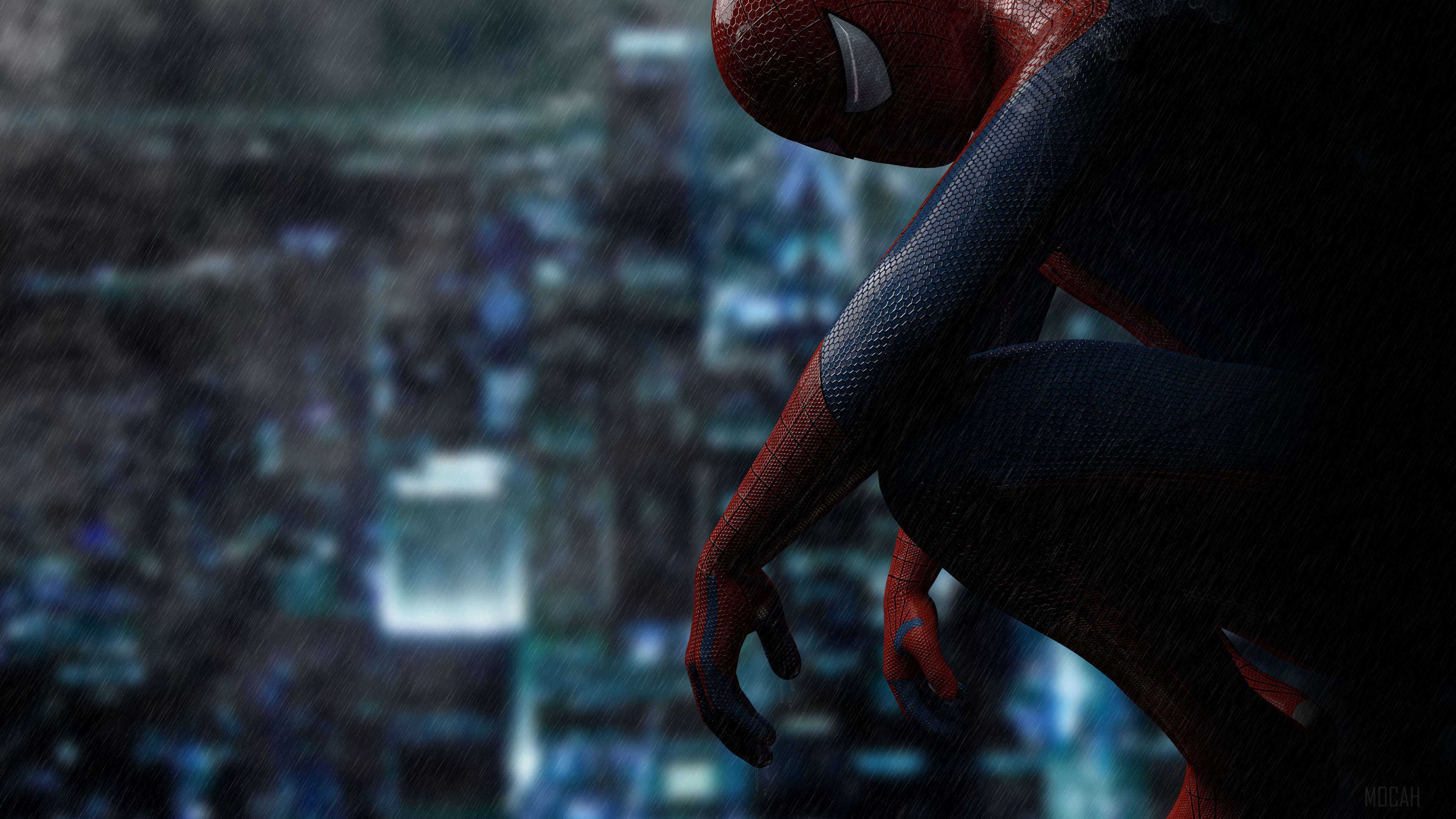 Spiderman in the rain HD Wallpaper