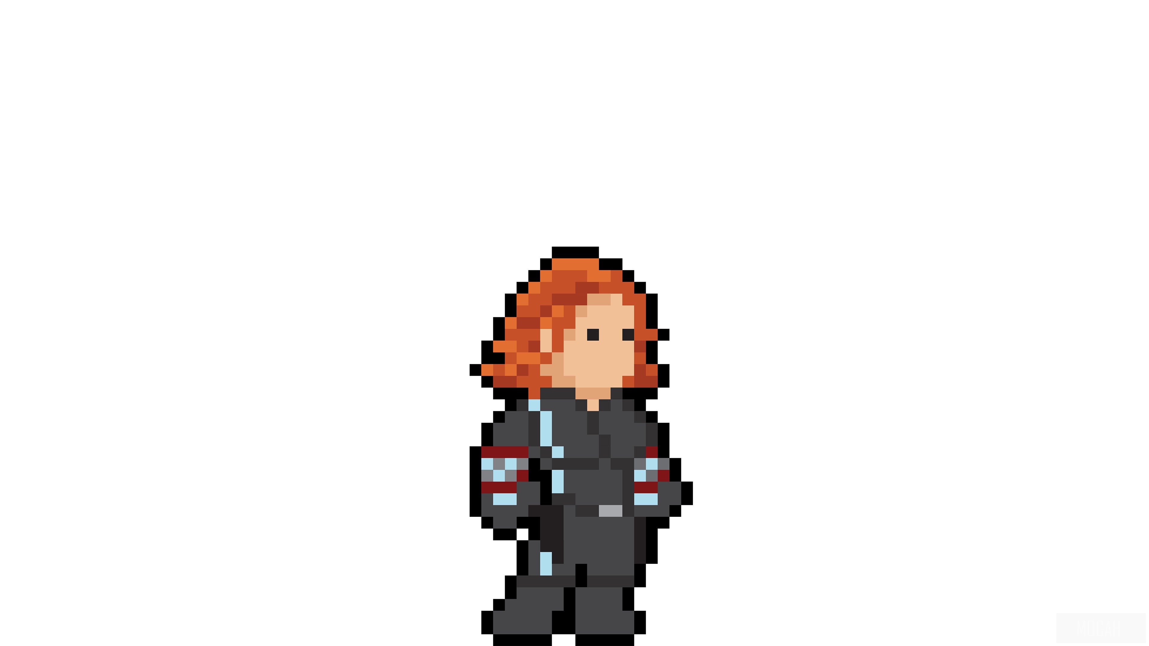Black Widow Pixel Art HD Wallpaper