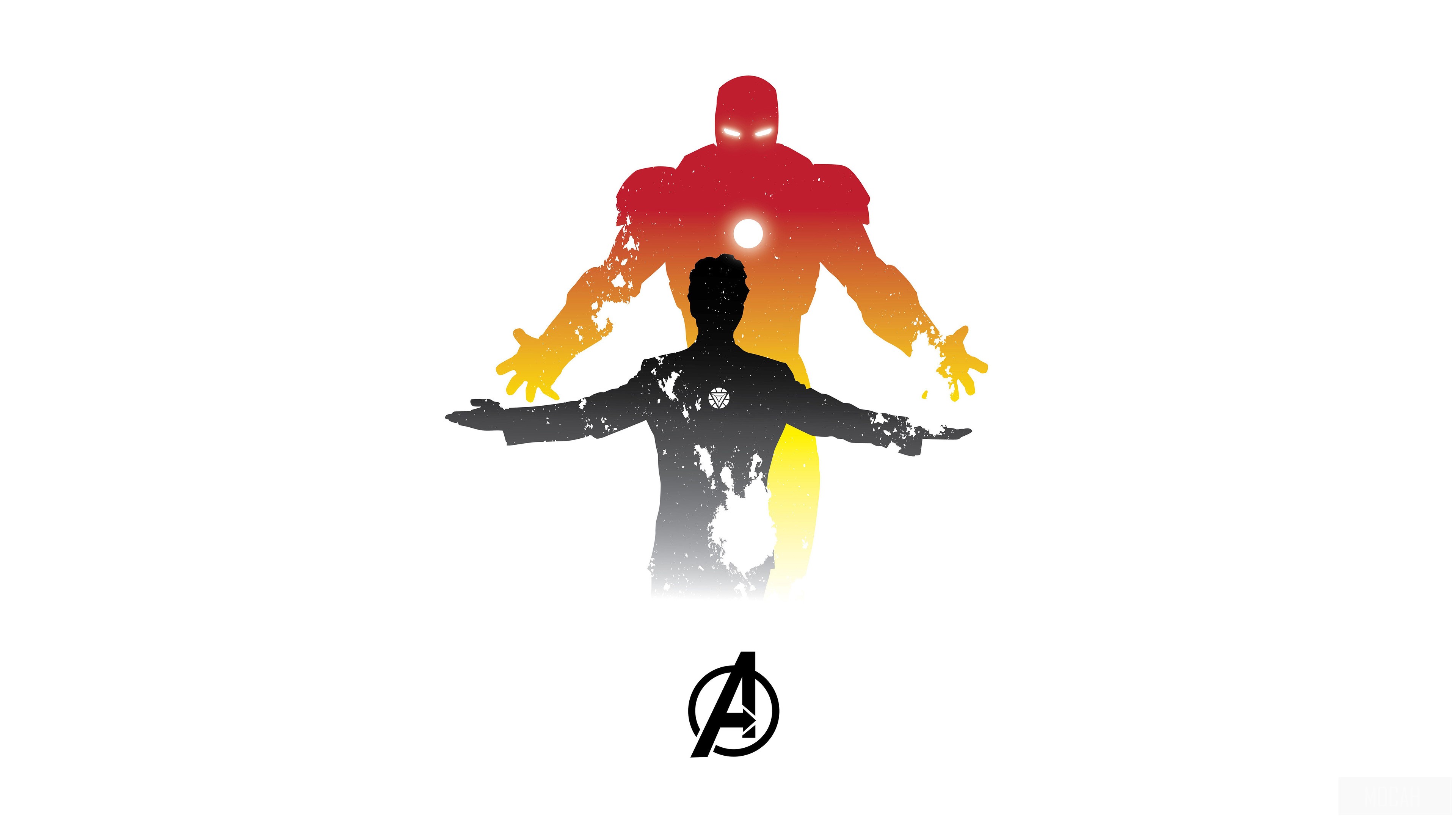 Iron Man Silhouette with Avengers Logo 4K HD Wallpaper