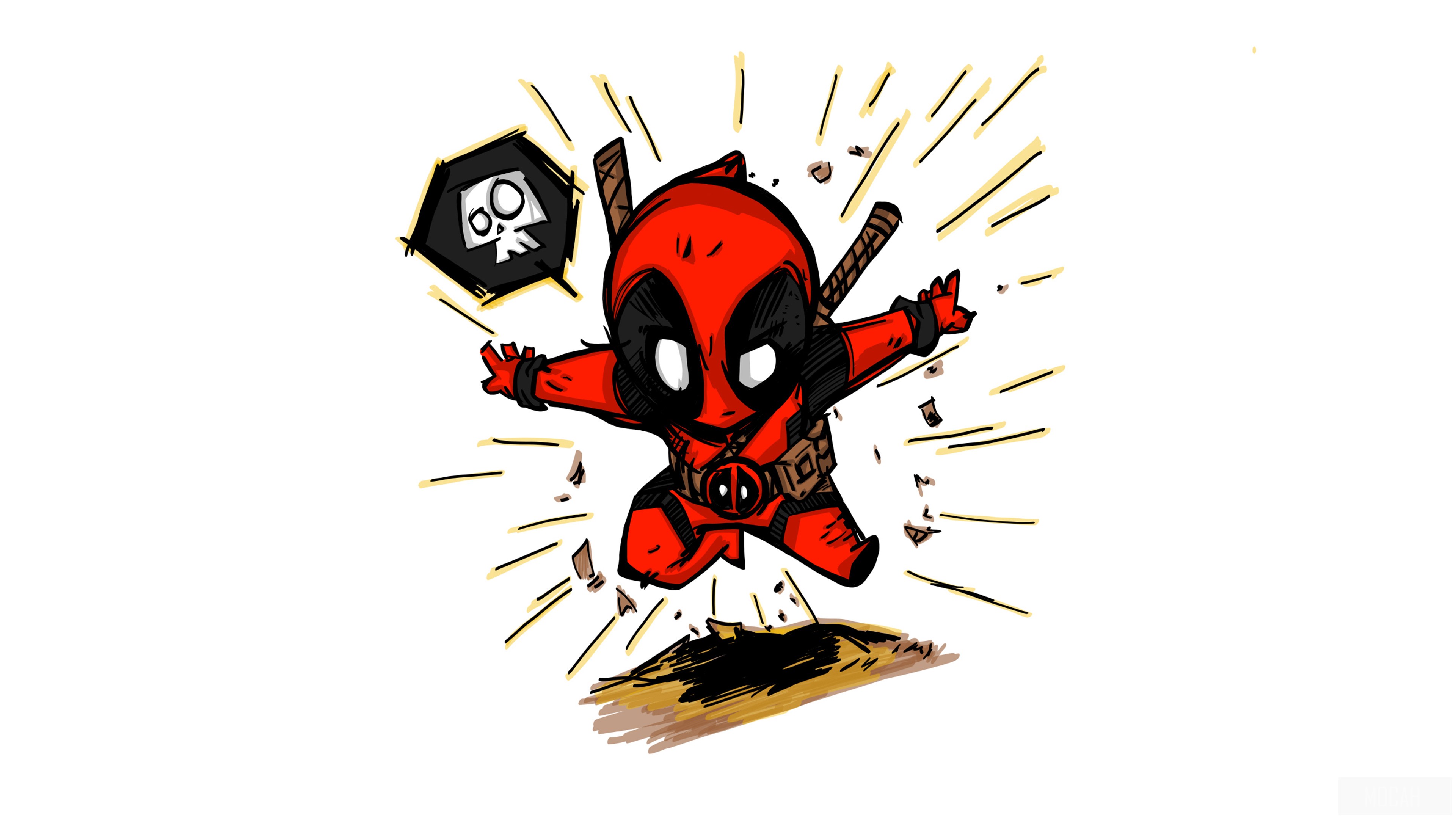 Chibi Deadpool from Deadpool 2 Art 4K HD Wallpaper