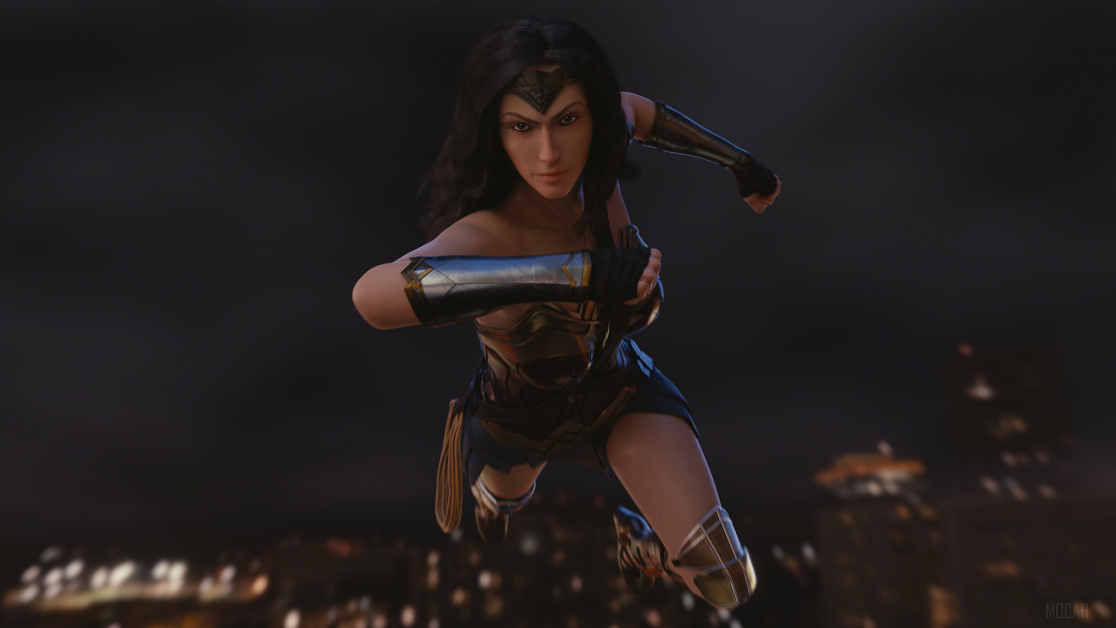 Wonder Woman Flying in the Air 4K HD Wallpaper