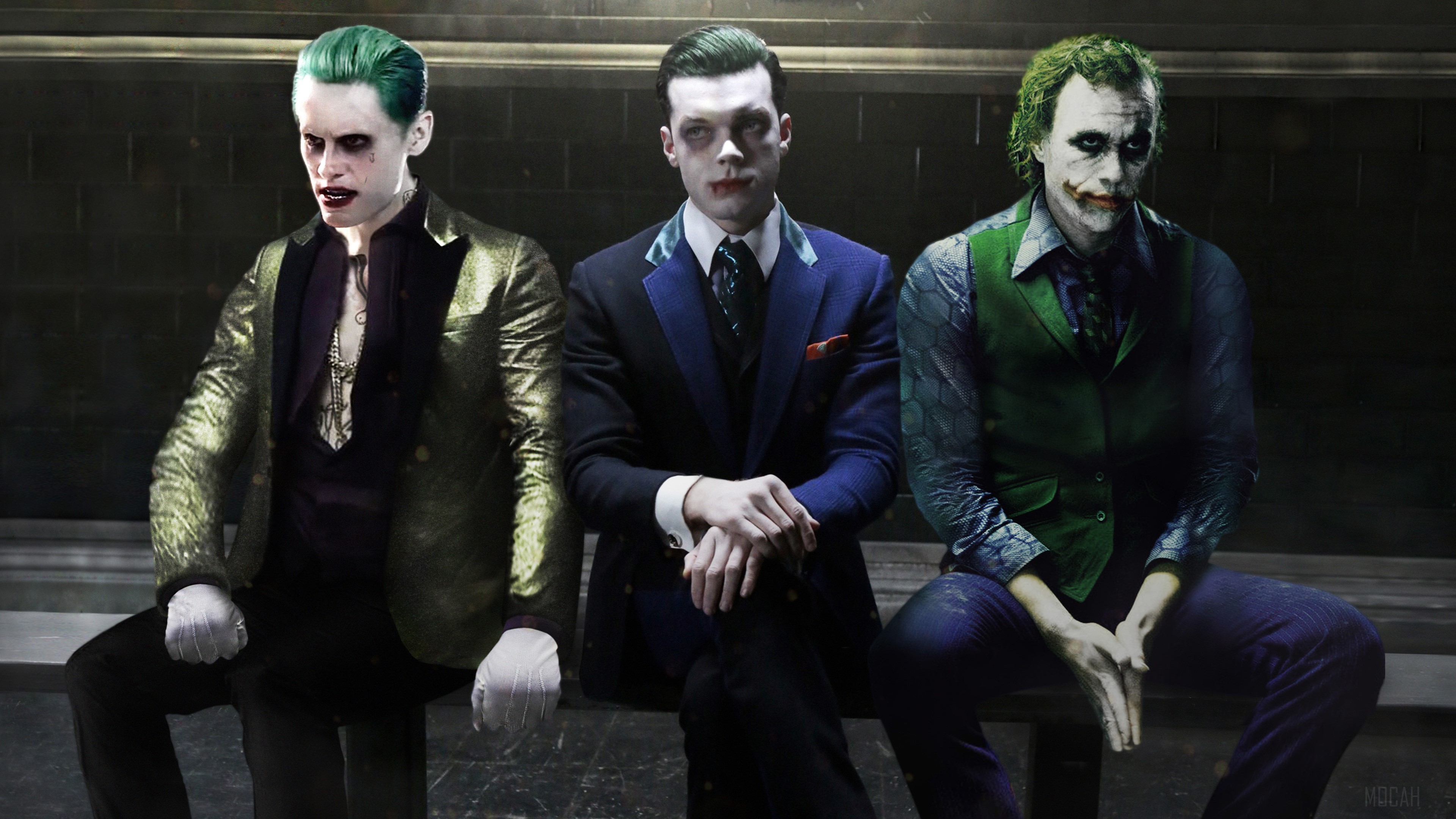 The 3 Jokers: Leto, Monaghan, and Ledger 4K HD Wallpaper
