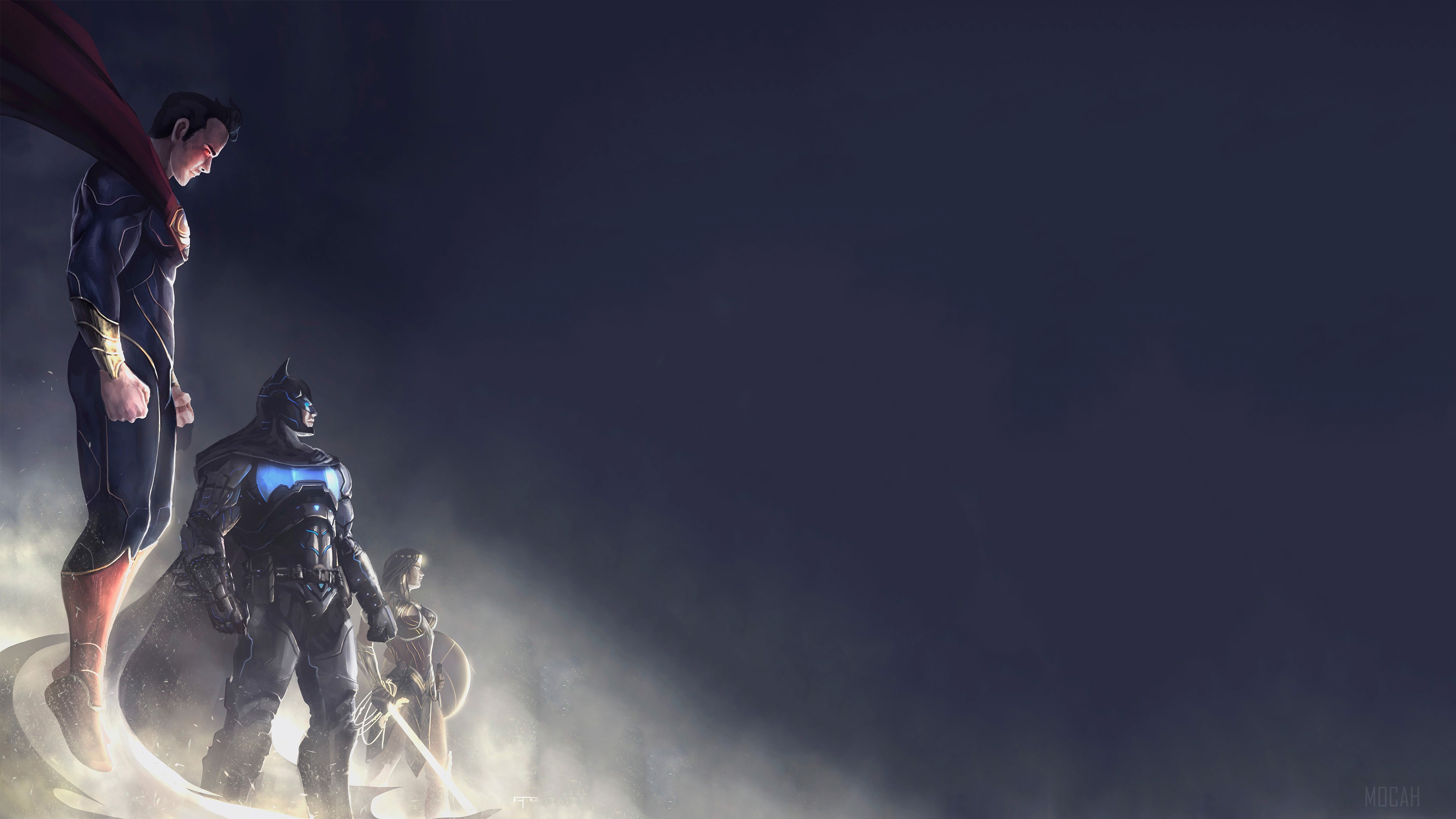 Superman, Batman, and Wonder Woman Artwork 4K HD Wallpaper