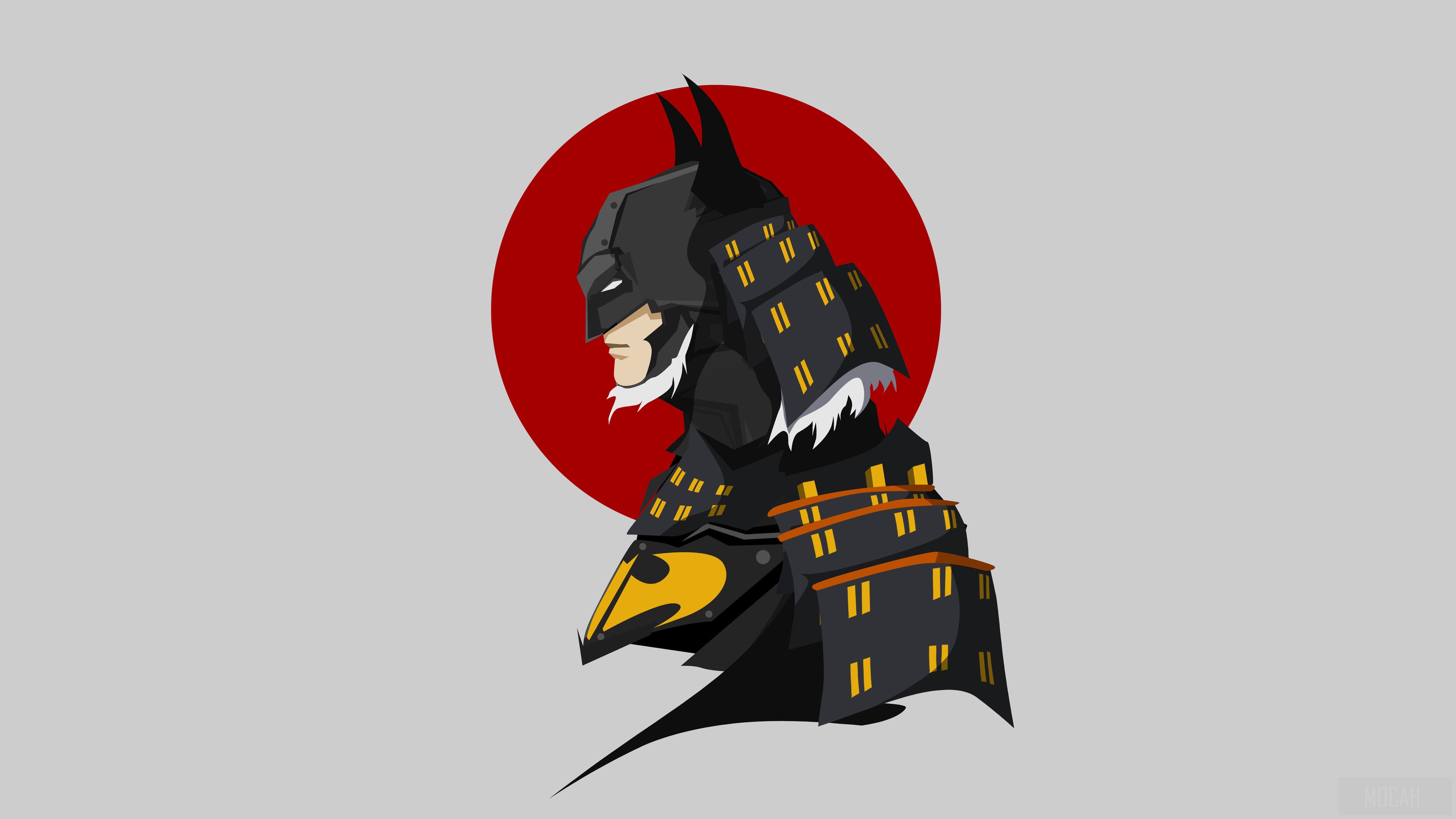 Samurai Batman Minimalist 4K HD Wallpaper