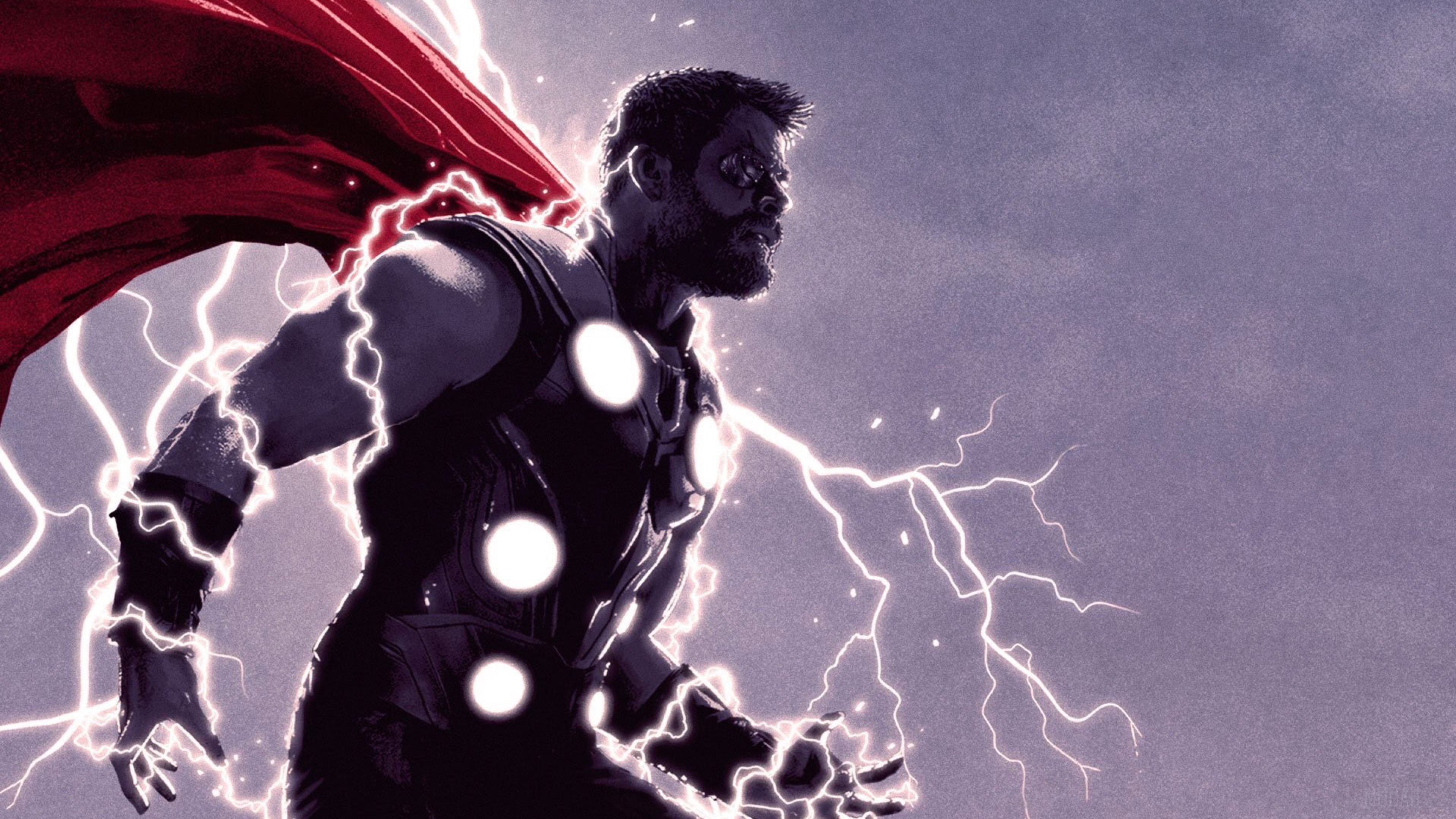 Thor from Marvel Comics with Lightning HD Wallpaper