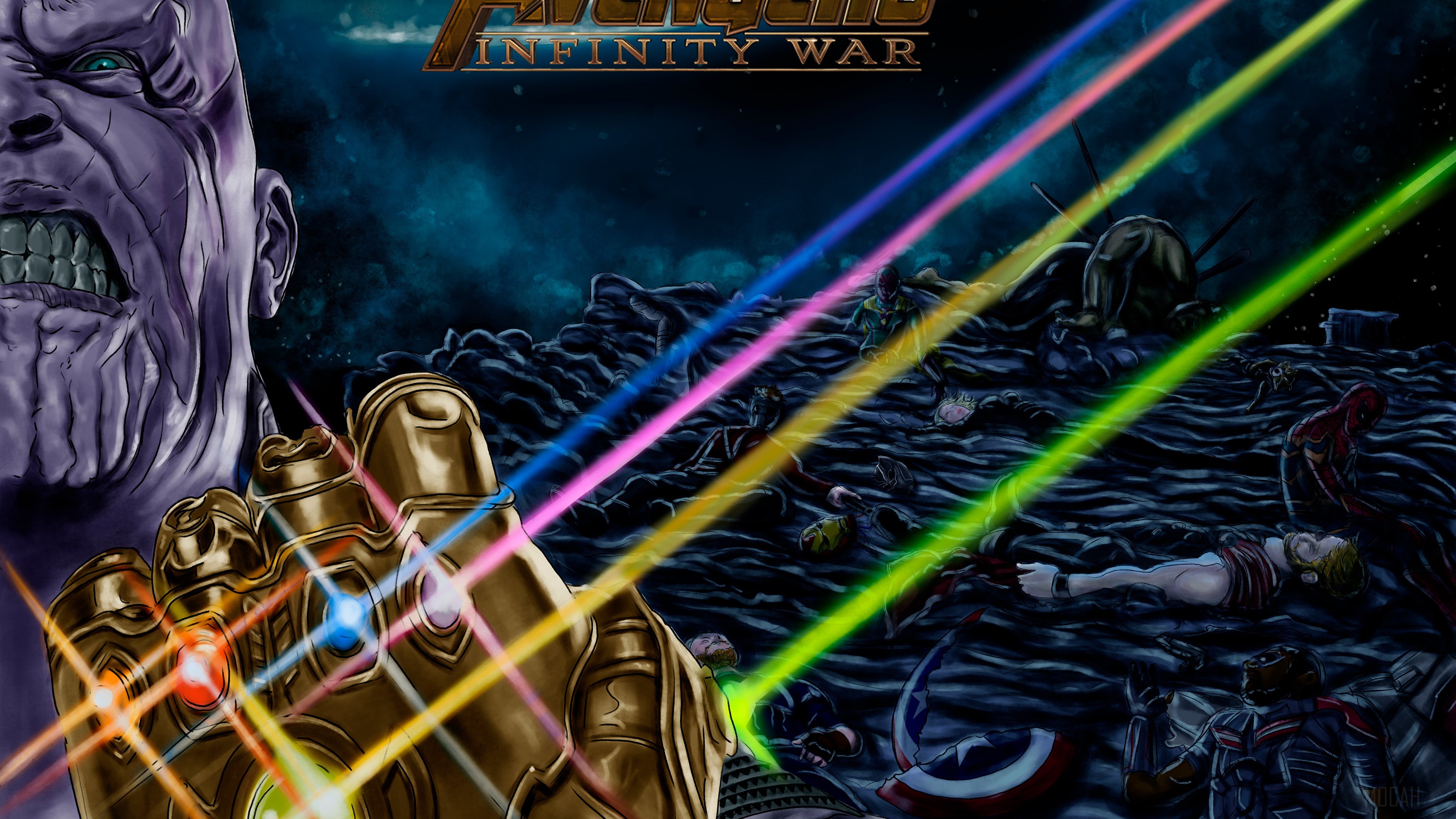 Thanos from Avengers: Infinity War with Infinity Gauntlet 4K HD Wallpaper