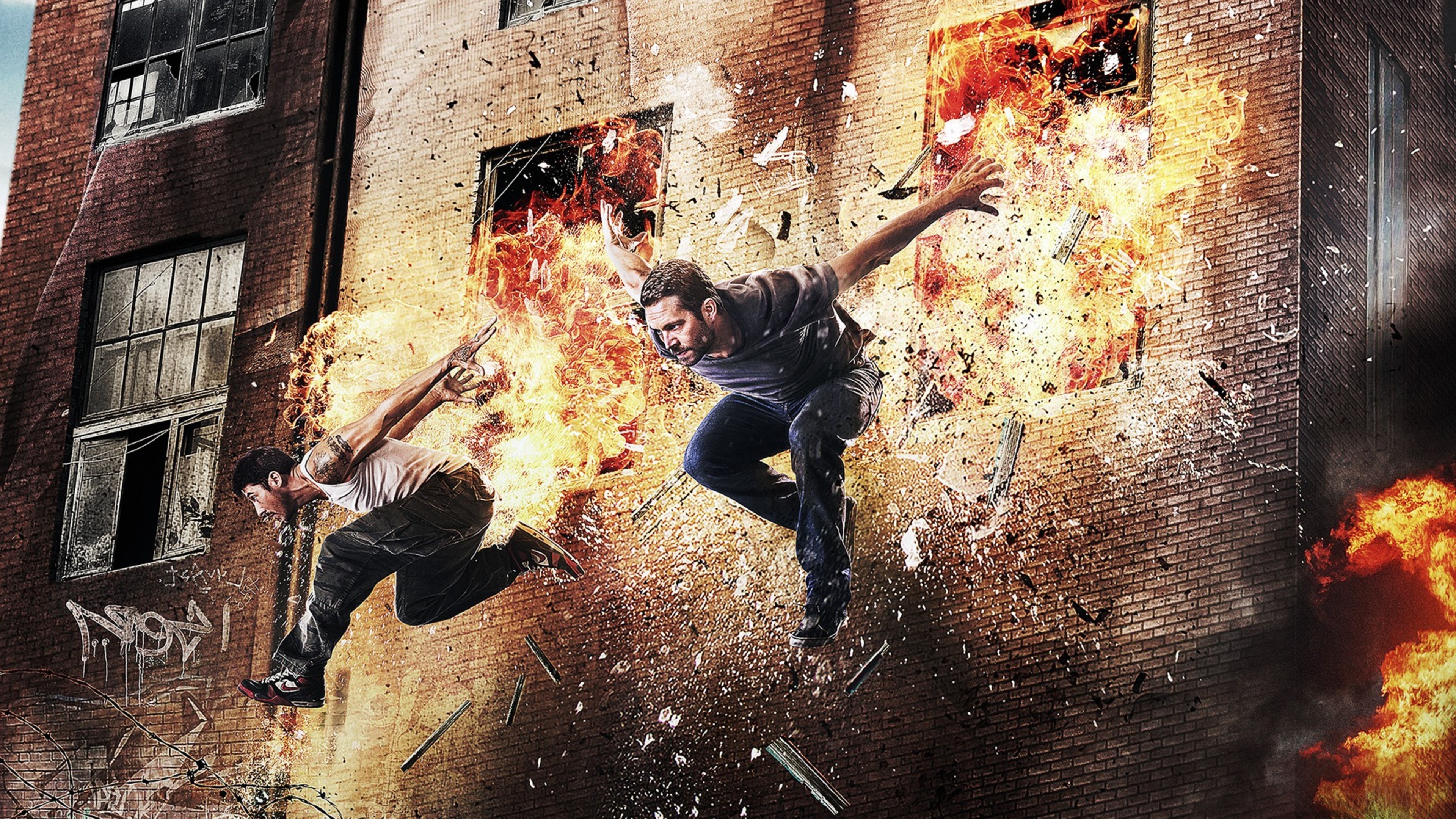 Paul Walker and David Belle in Brick Mansions 4K HD Wallpaper