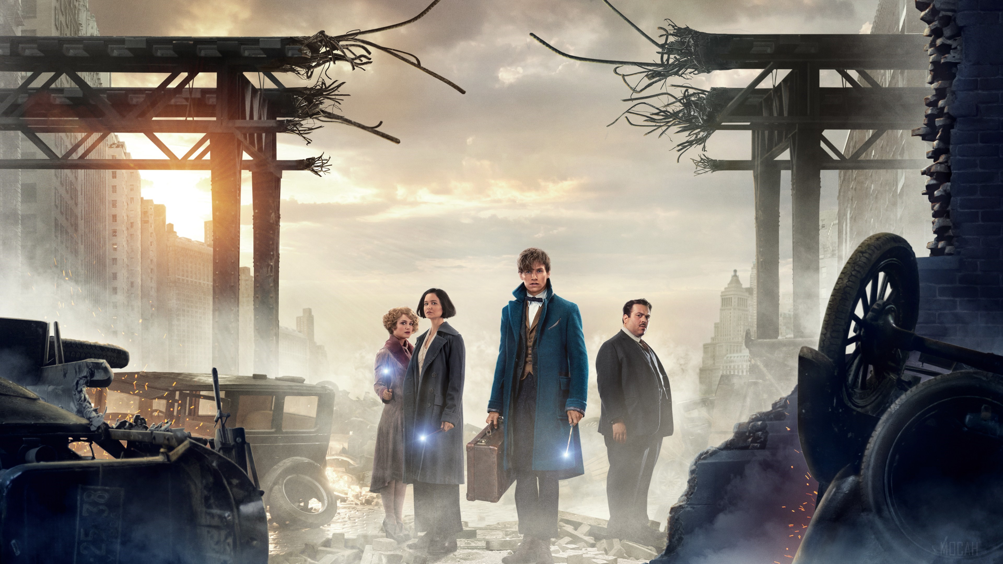 Newt Scamander and friends in Fantastic Beasts 4K HD Wallpaper
