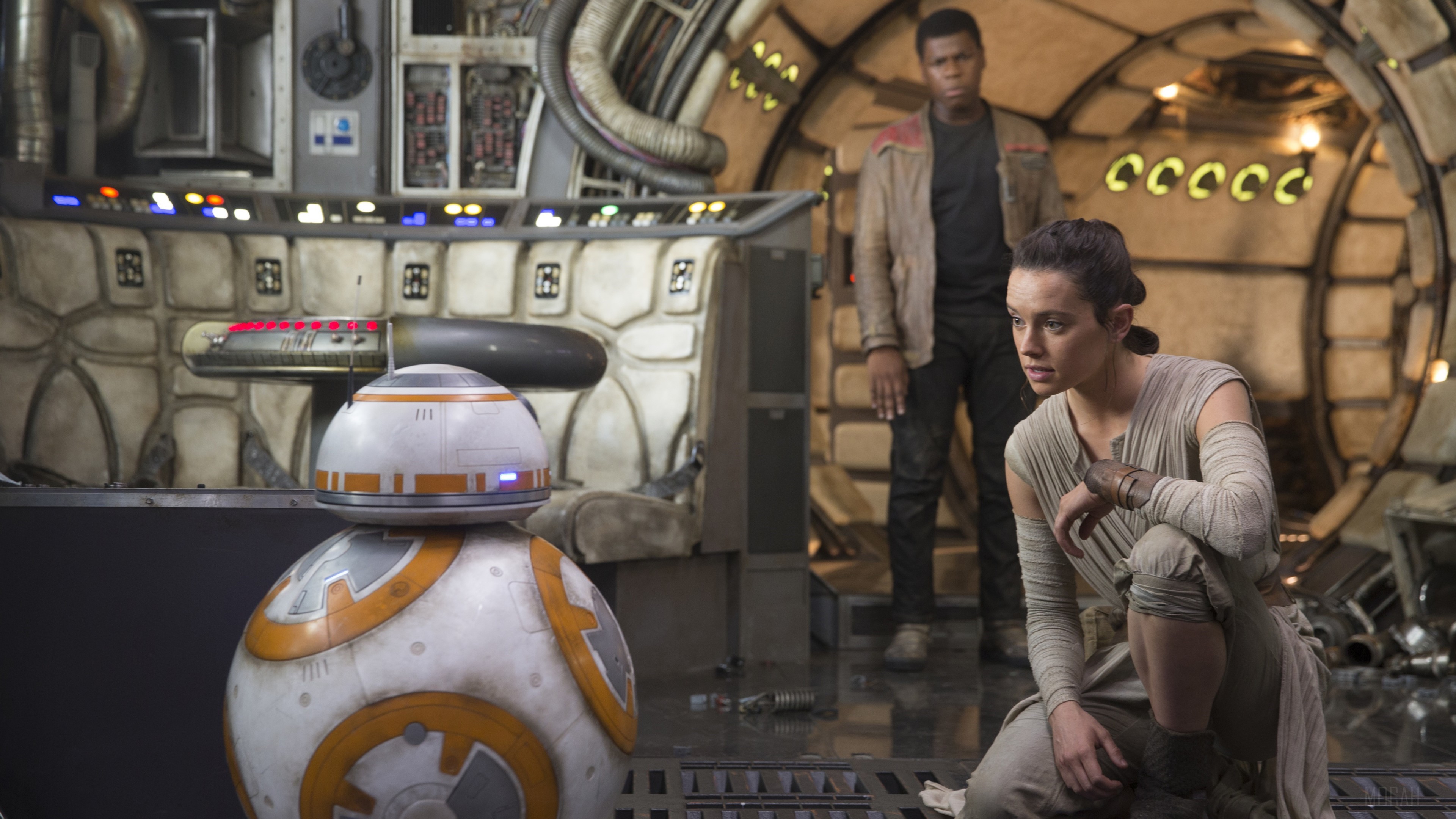 Rey and Finn with BB-8 from Star Wars Episode VII The Force Awakens 4K HD Wallpaper