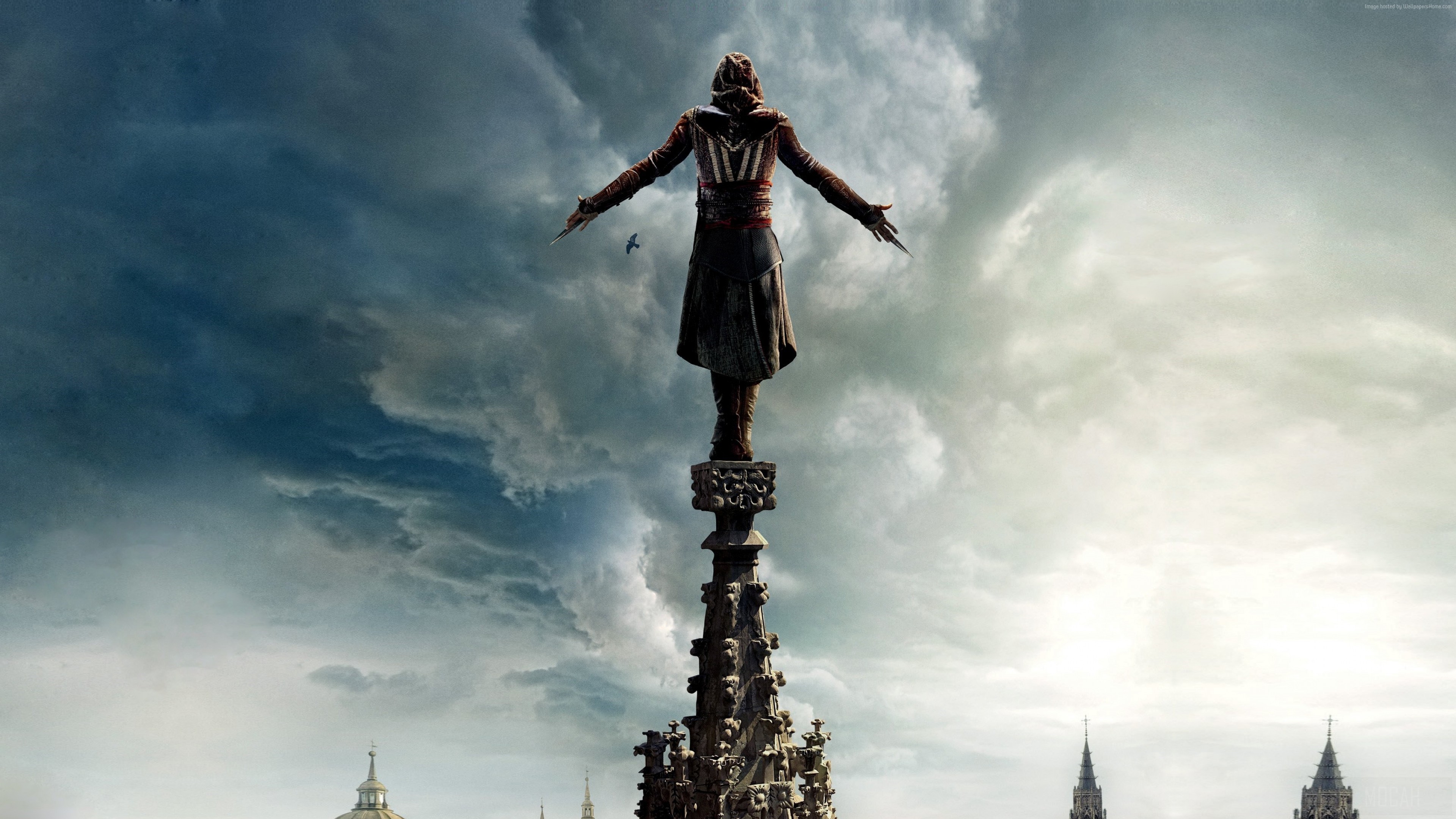 Assassin from Assassin's Creed on a spire HD Wallpaper