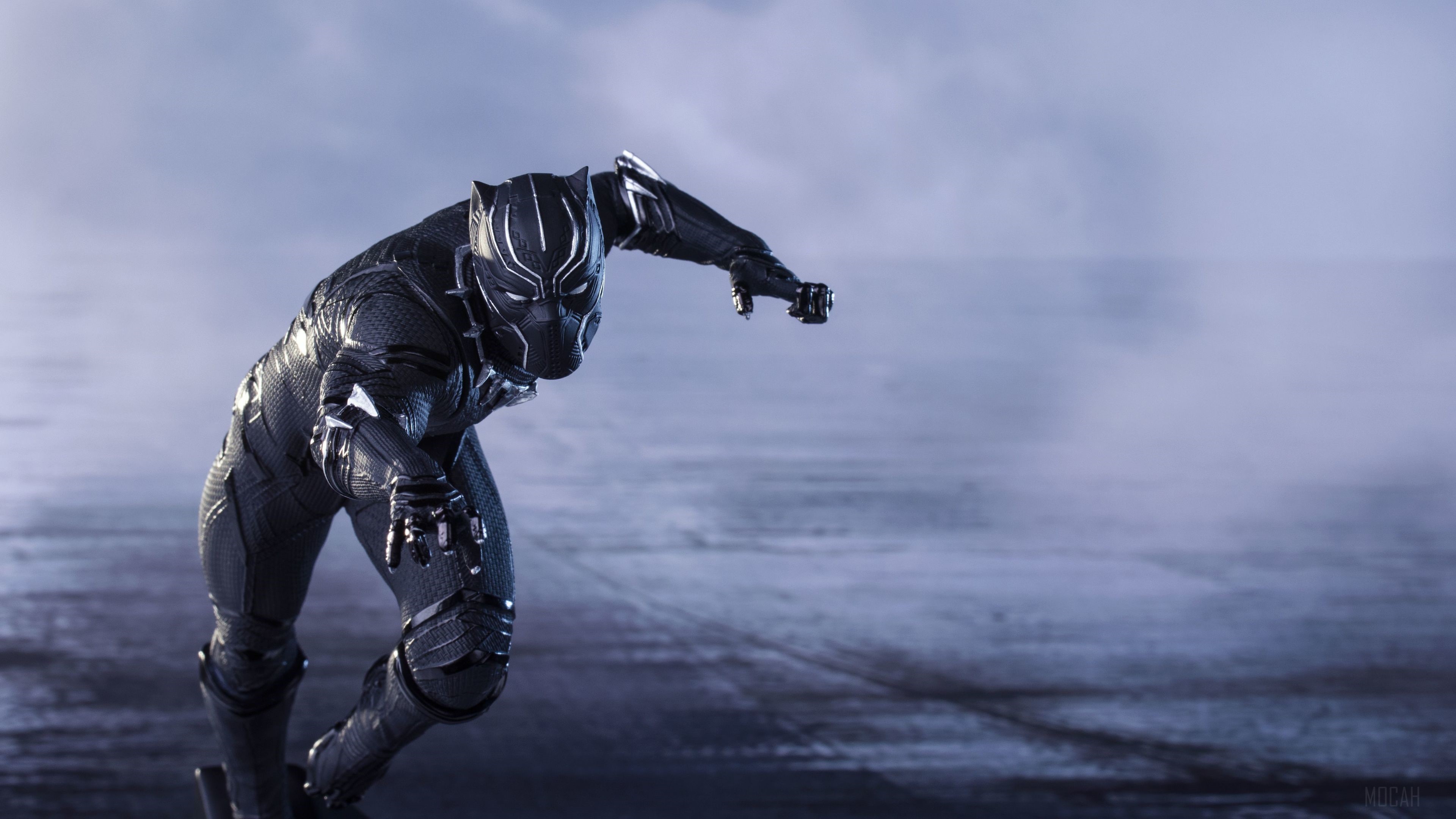Black Panther in a crouched pose HD Wallpaper