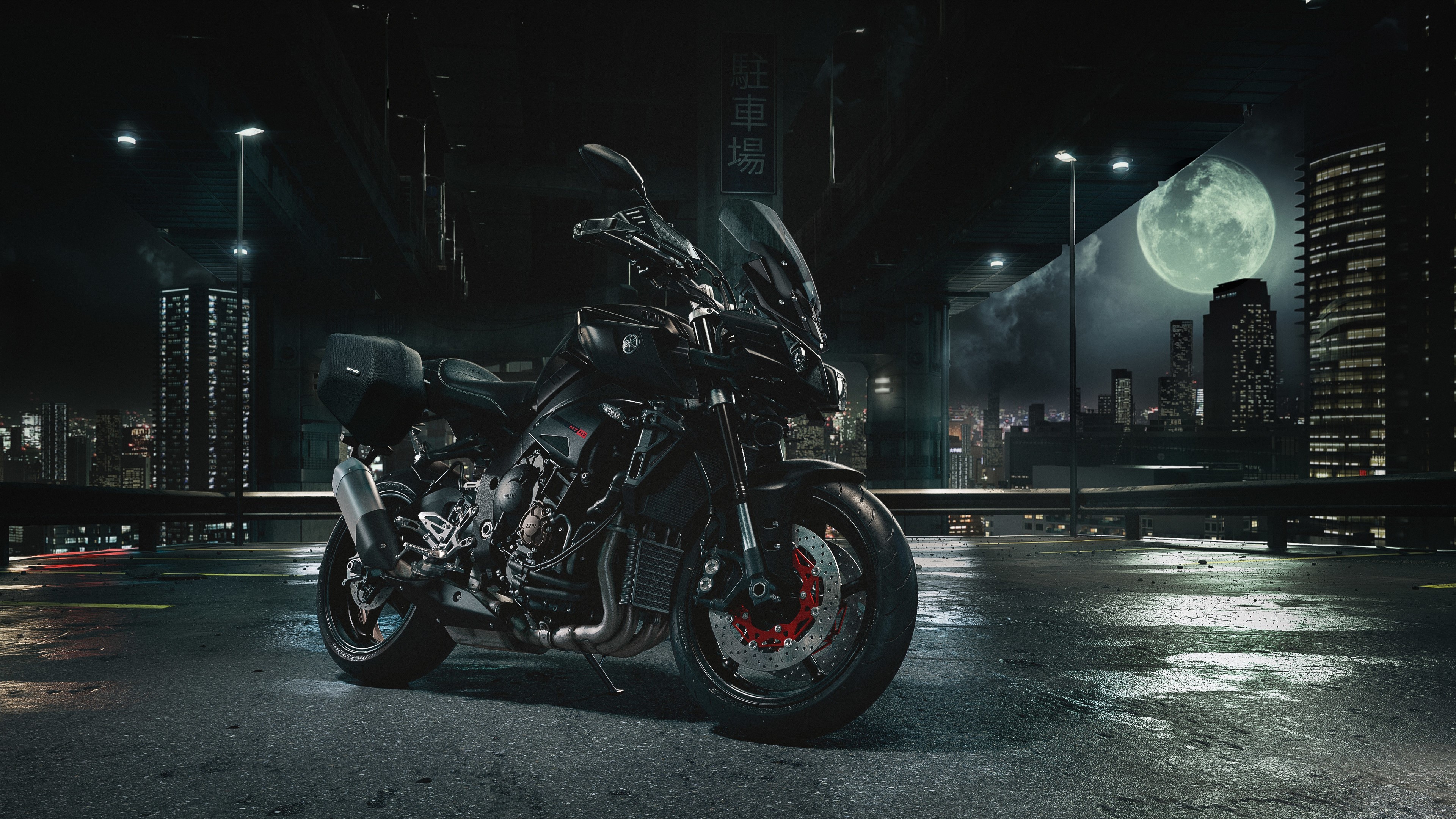 Yamaha MT-10 motorcycle in a city at night HD Wallpaper