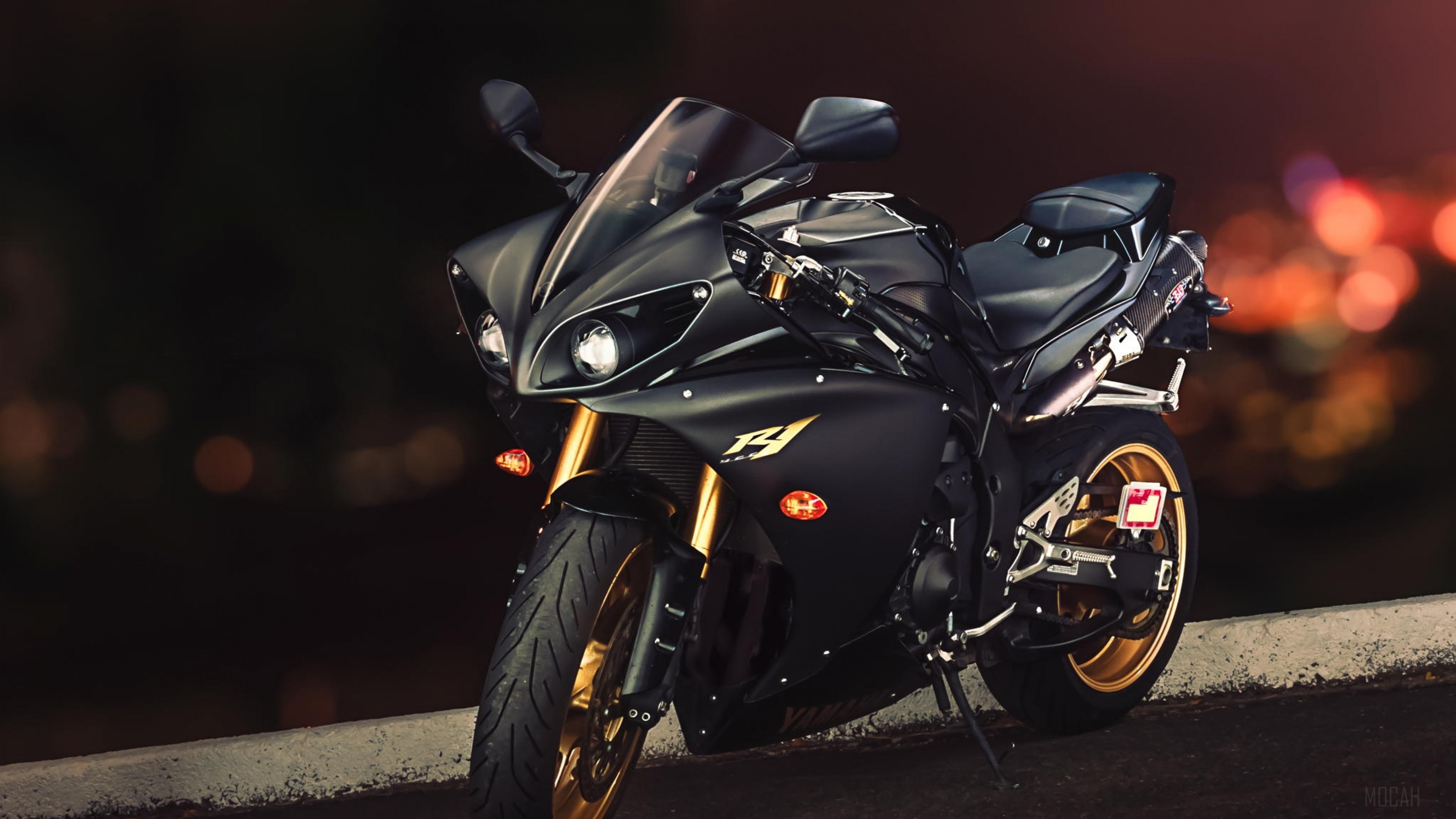 Black Yamaha R1 Motorcycle 4K HD Wallpaper