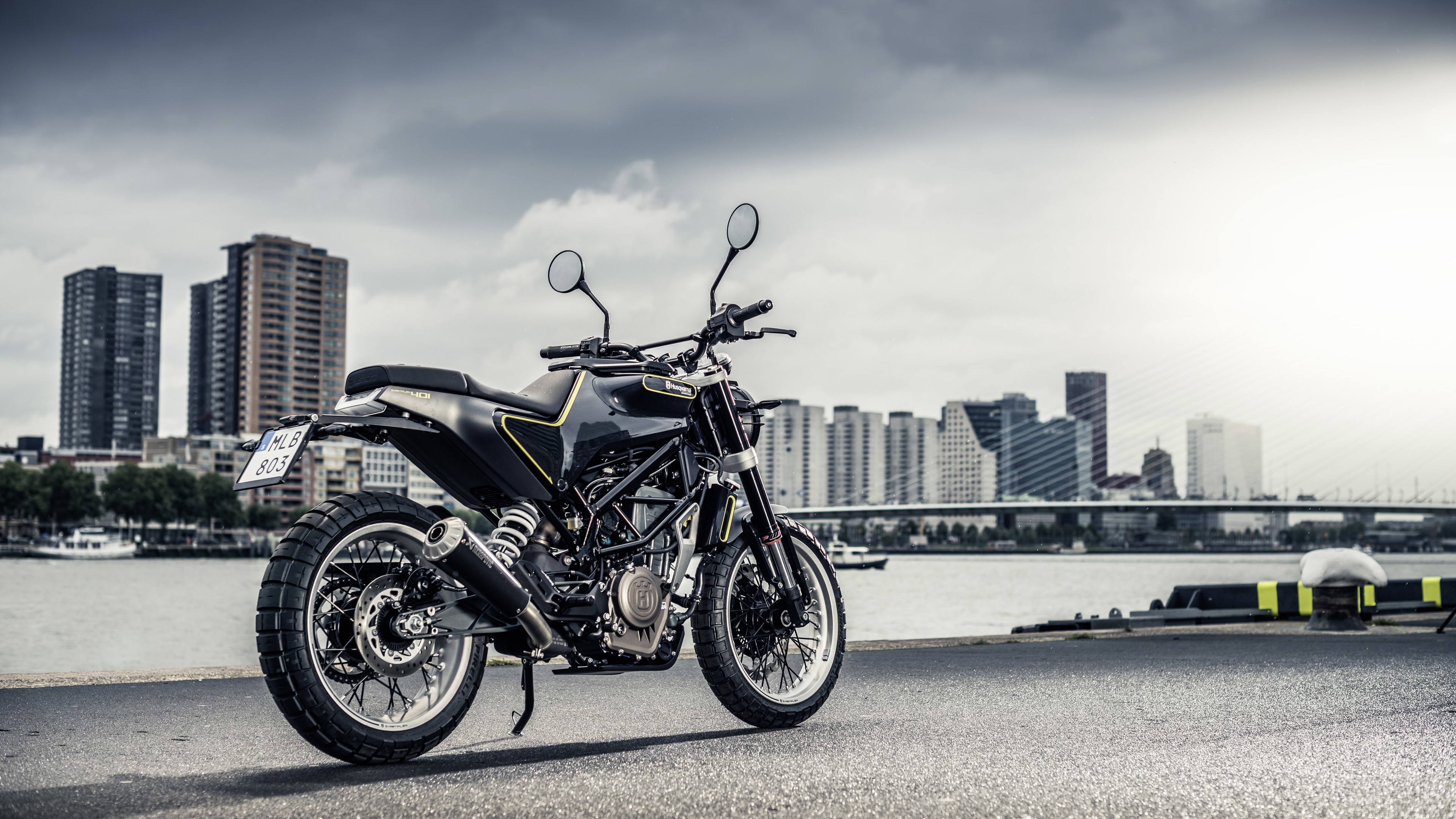 Husqvarna Svartpilen 401 2017 Motorcycle Rear View 4K HD Wallpaper