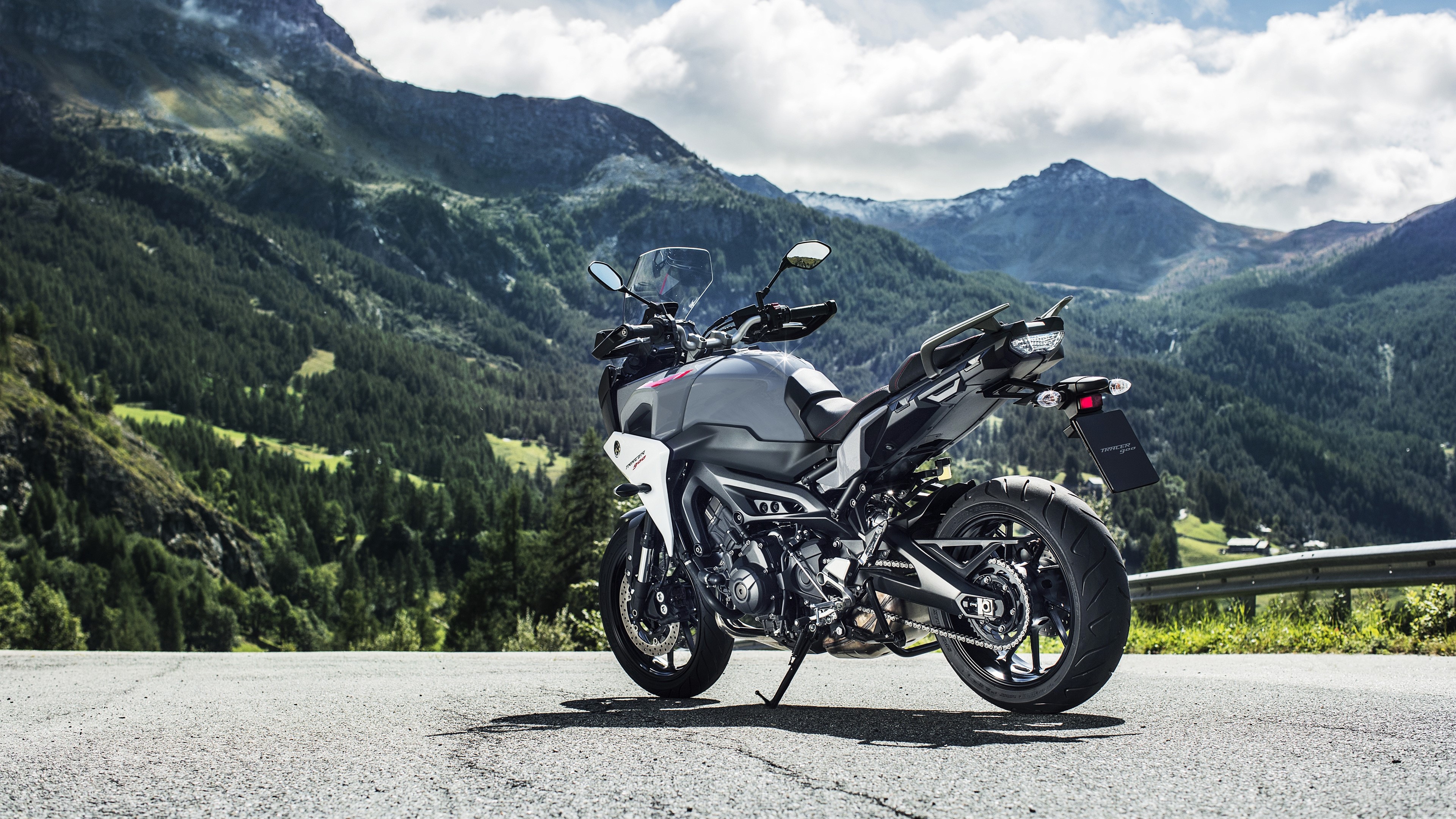 2018 Yamaha Tracer 900 motorcycle in mountains 4K HD Wallpaper