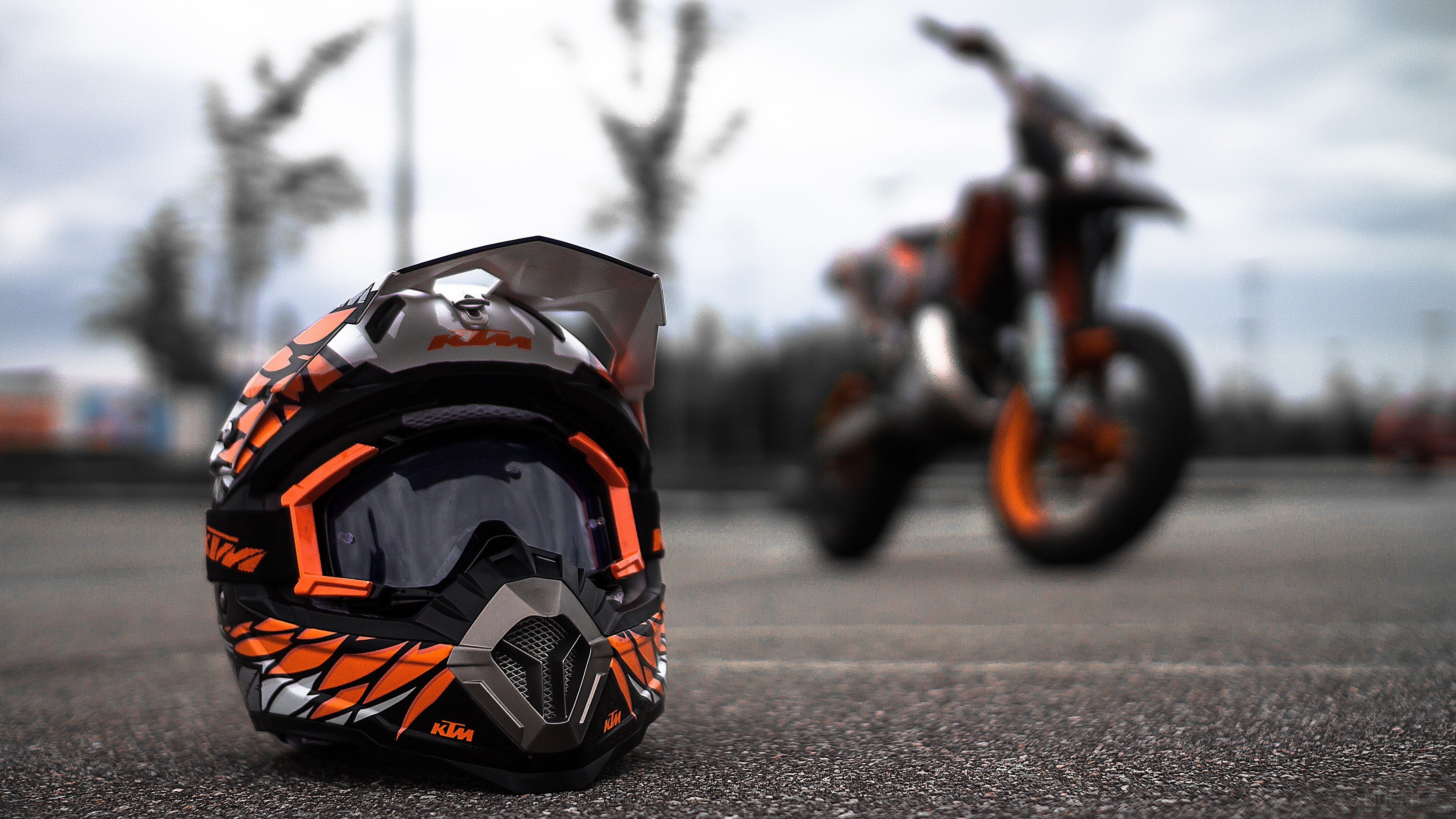 KTM Motocross Helmet 4K HD Wallpaper