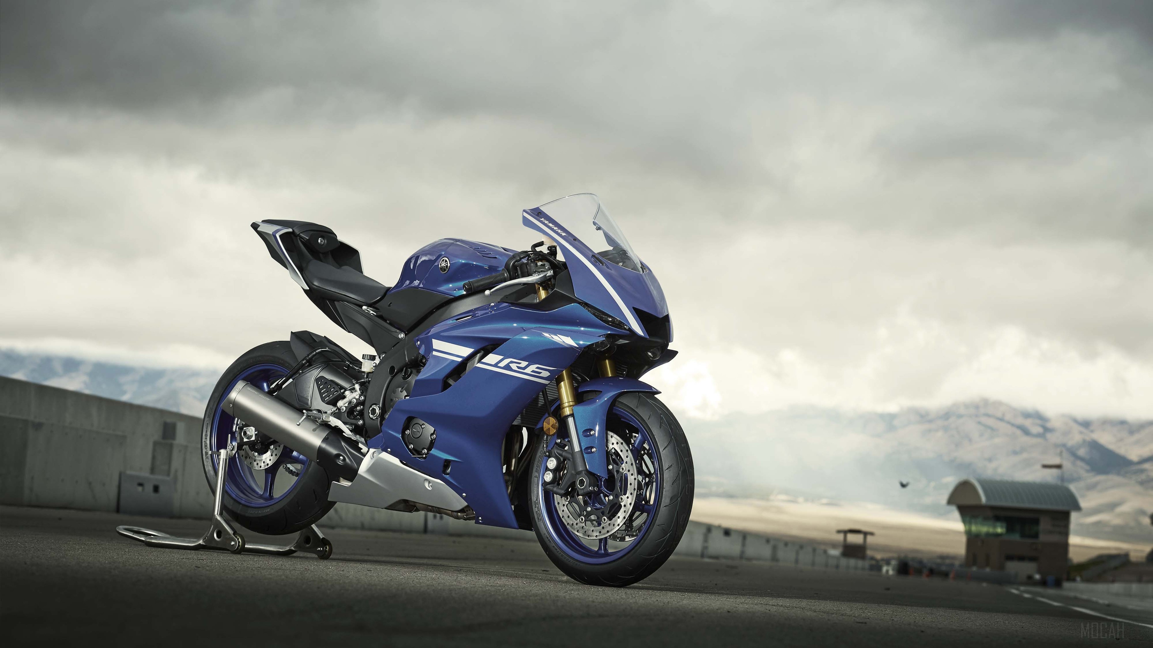 Blue Yamaha R6 2017 Motorcycle on Race Track HD Wallpaper