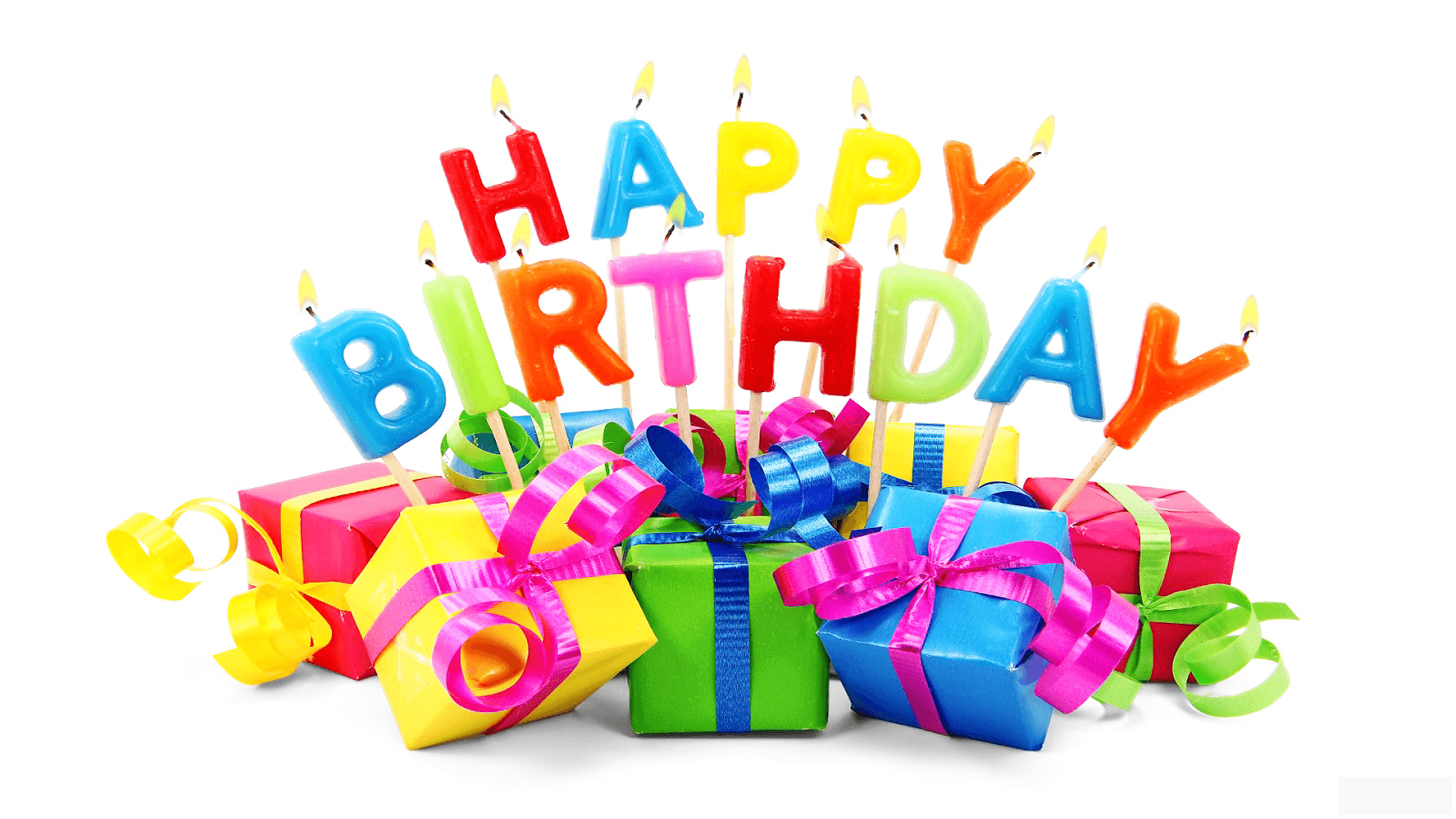 Happy Birthday candles and gifts HD Wallpaper