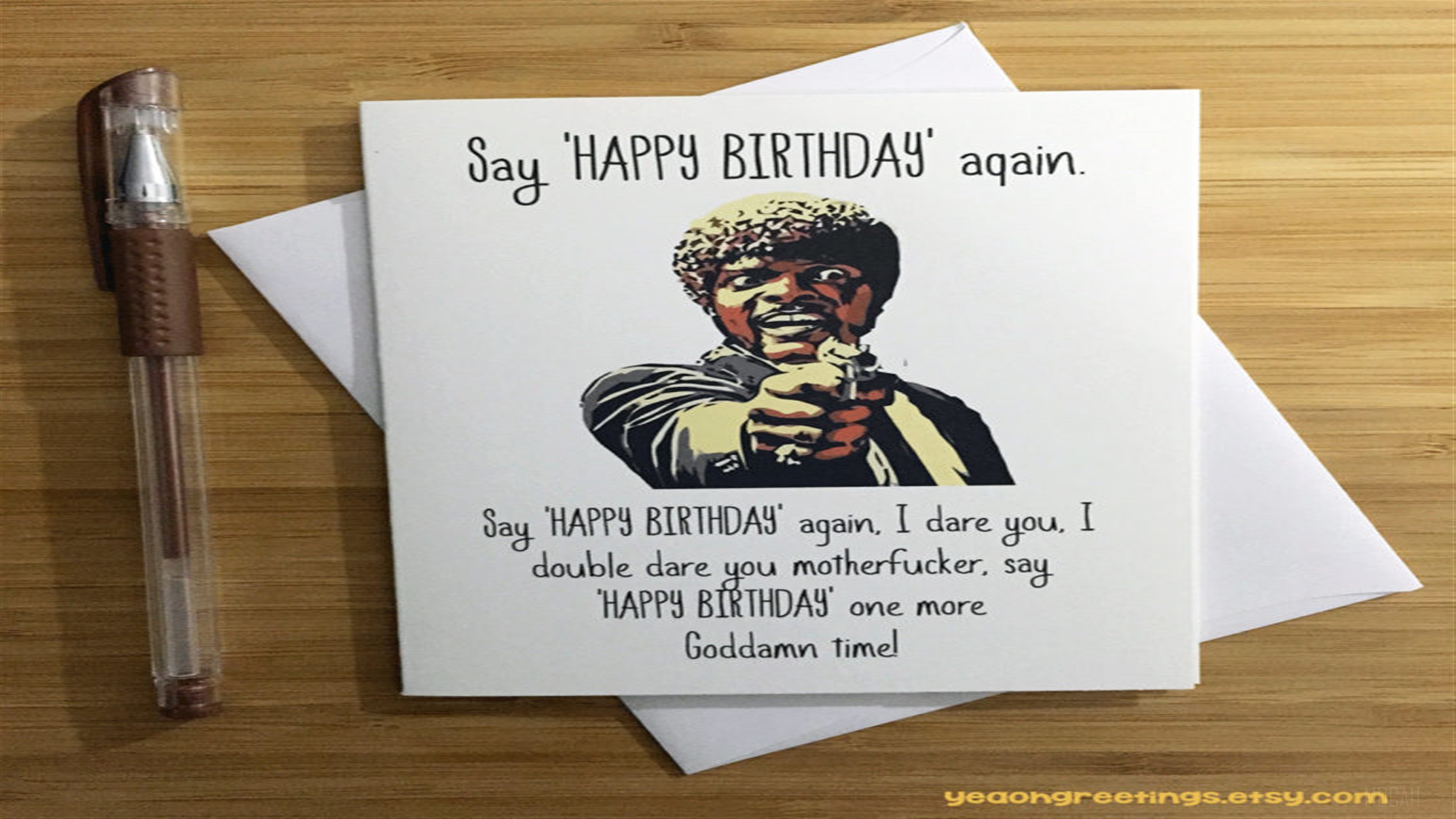 Funny Birthday Card with Samuel L. Jackson HD Wallpaper